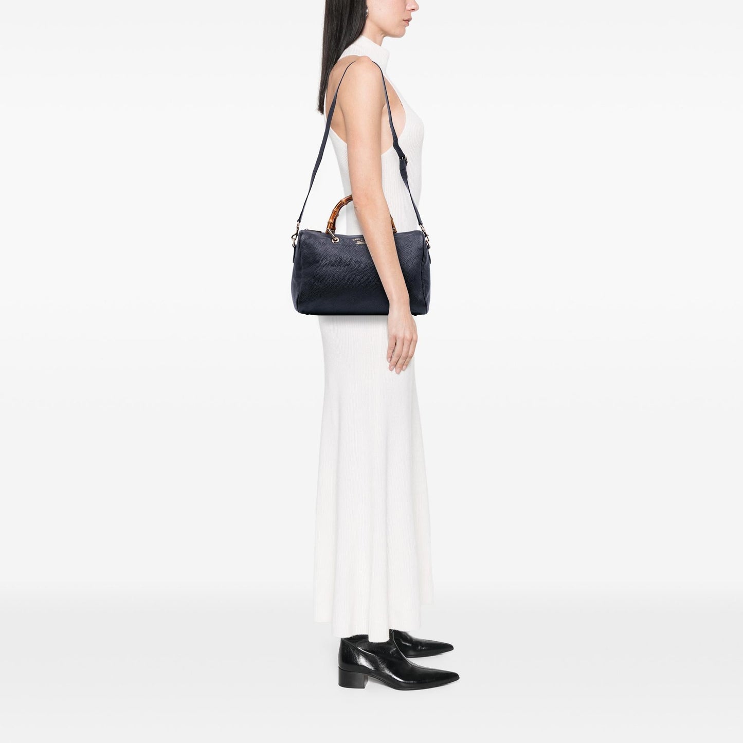 Gucci Medium Calfskin Bamboo Shopper Boston Bag