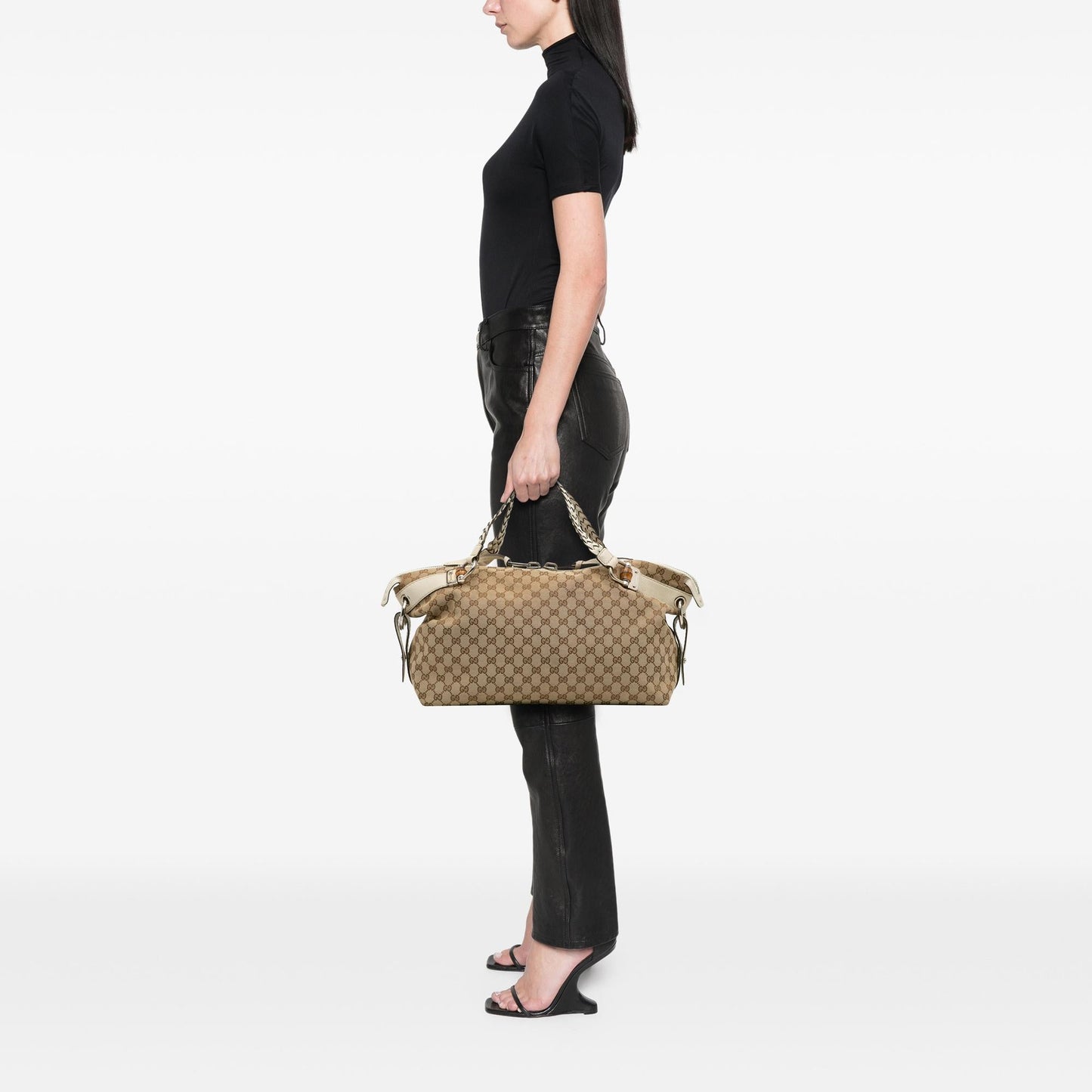 Gucci Medium GG Canvas Bamboo Bar Tote