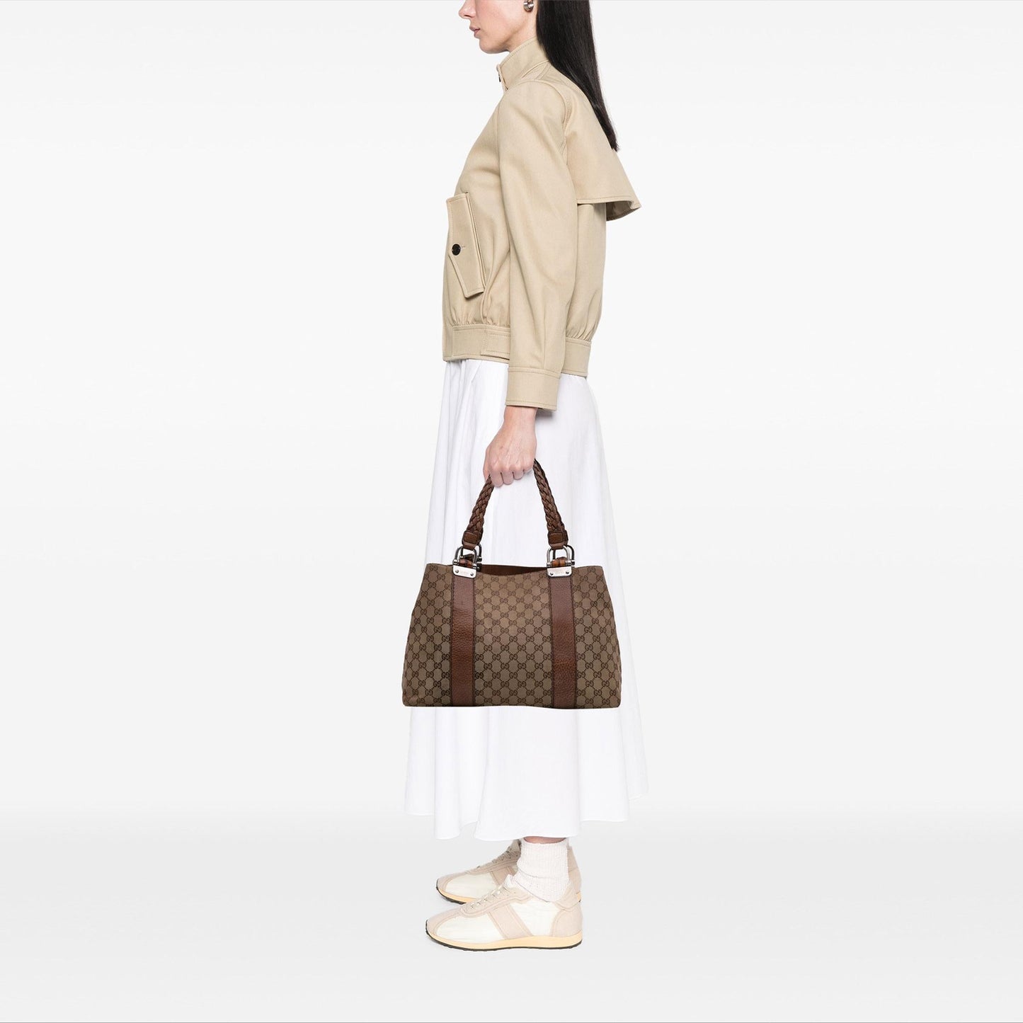 Gucci Medium GG Canvas Bamboo Libeccio Tote