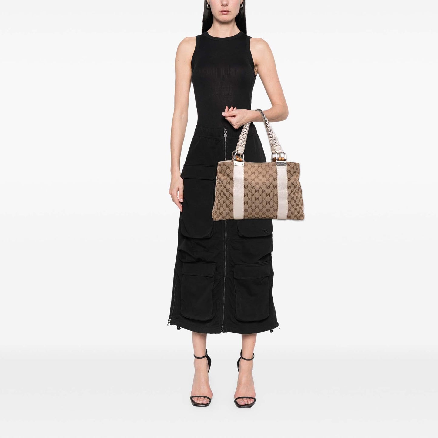 Gucci Medium GG Canvas Bamboo Libeccio Tote