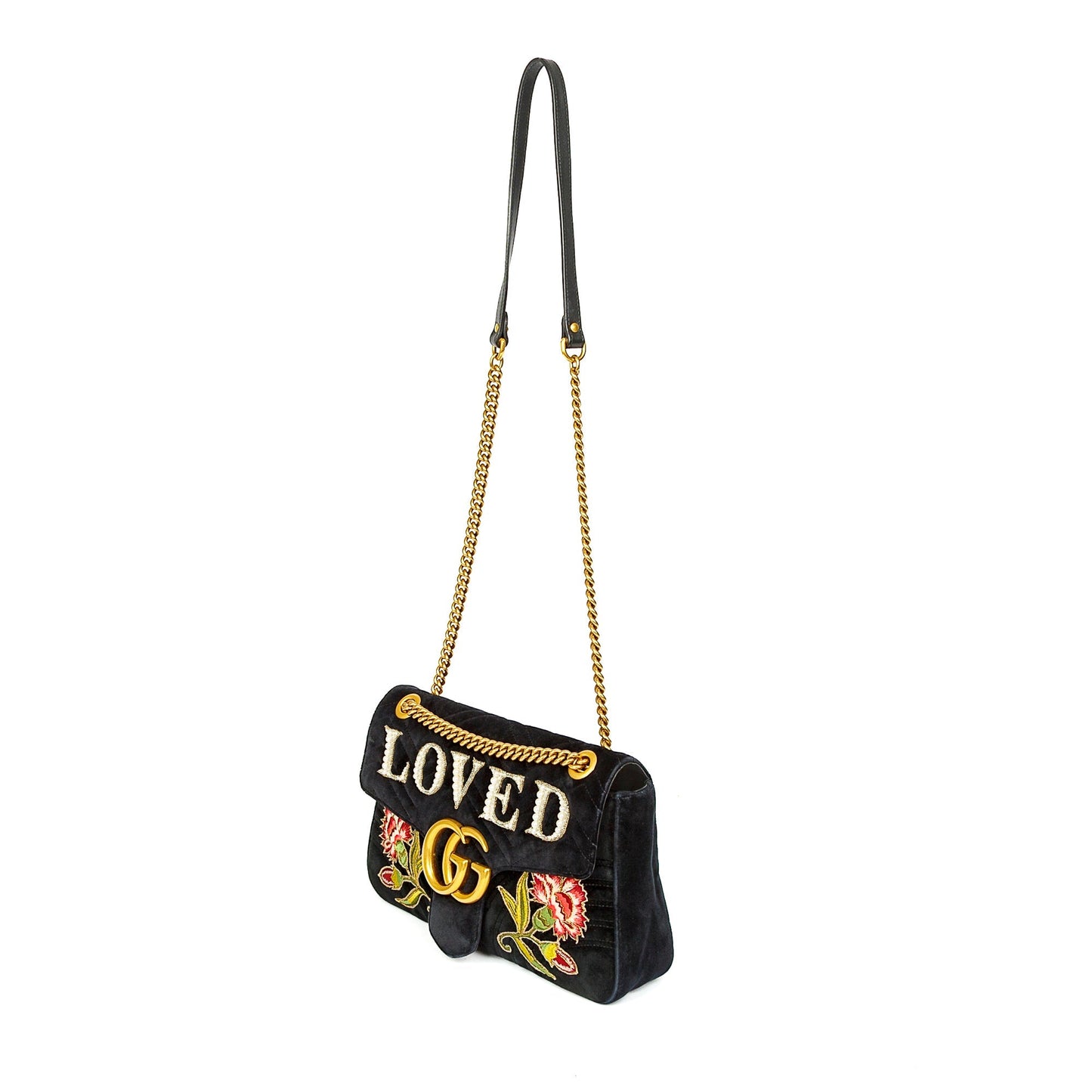 Gucci Medium GG Marmont Matelasse Velvet Loved Shoulder Bag