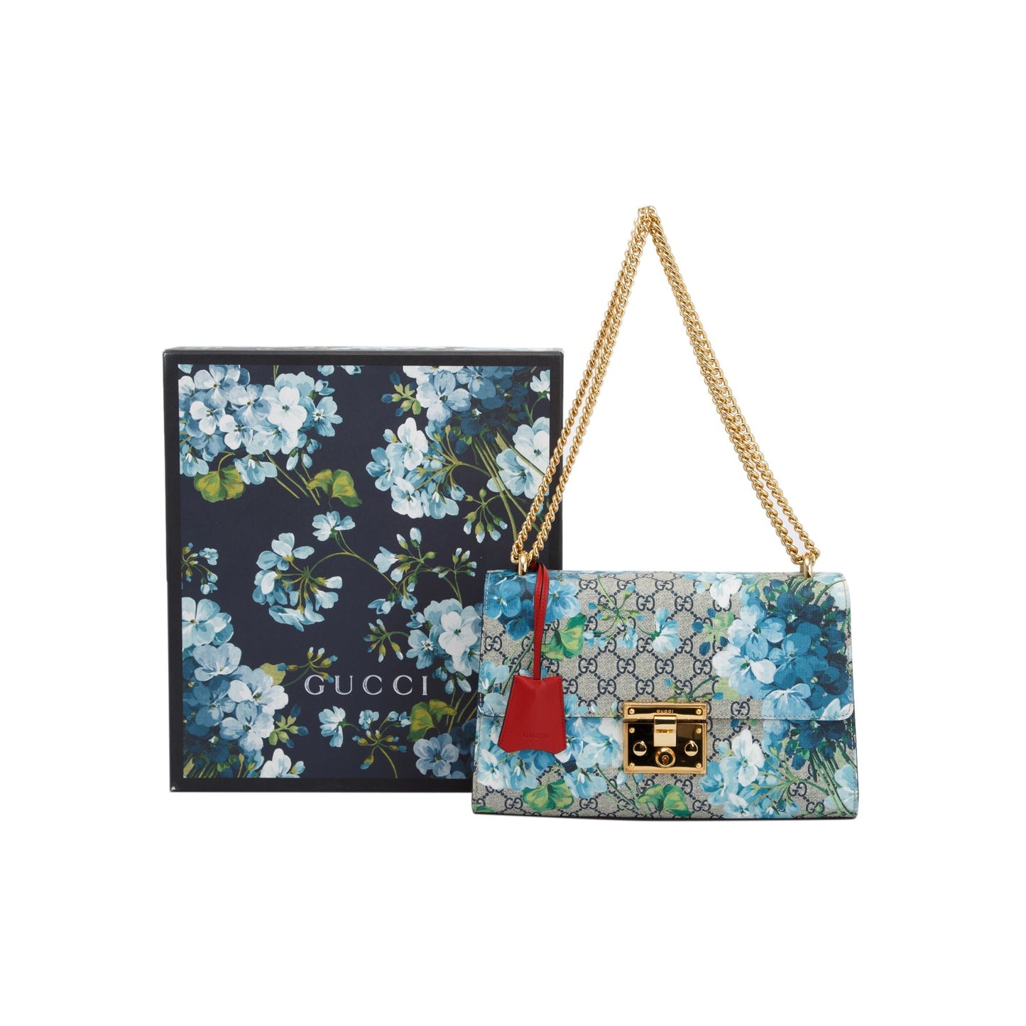 Gucci Medium GG Supreme Blooms Padlock Shoulder Bag
