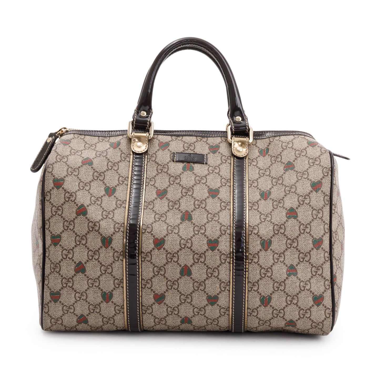 Gucci Medium GG Supreme Heart Tattoo Hearts Joy Boston Bag