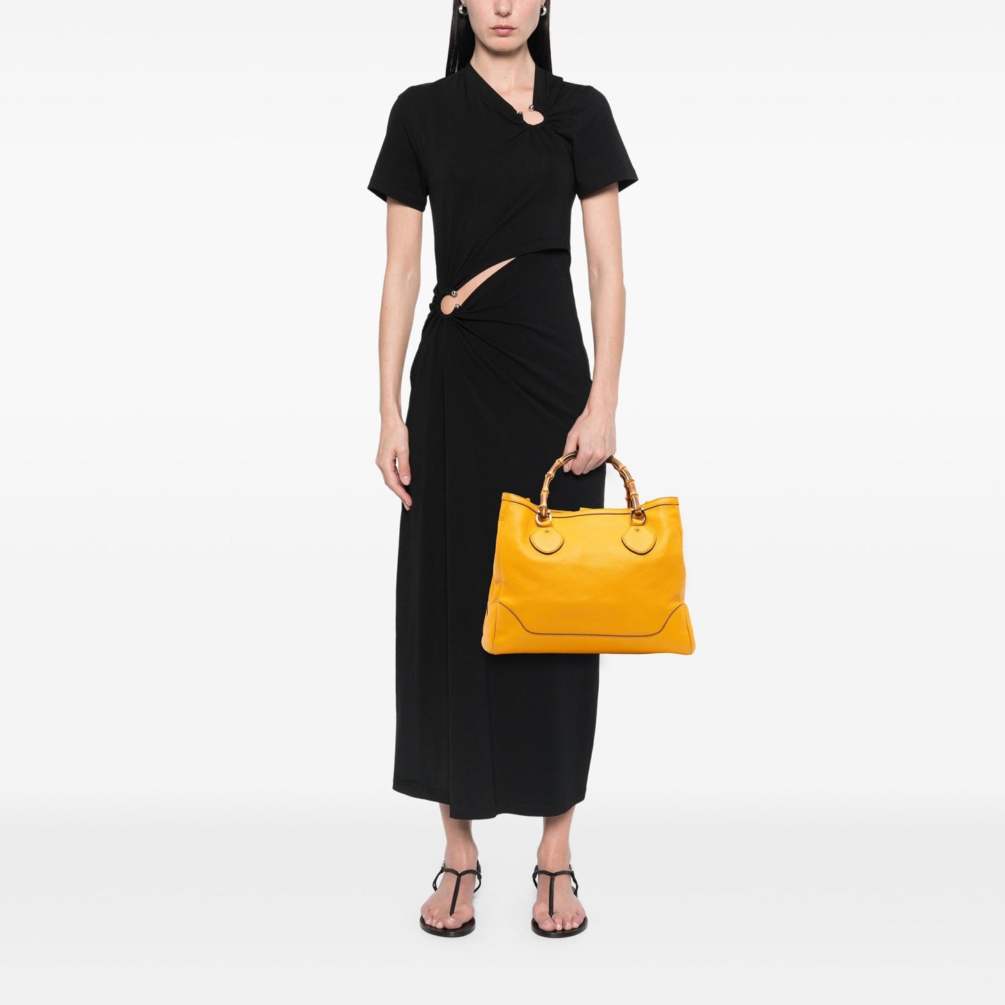 Gucci Medium Leather Bamboo Diana Tote