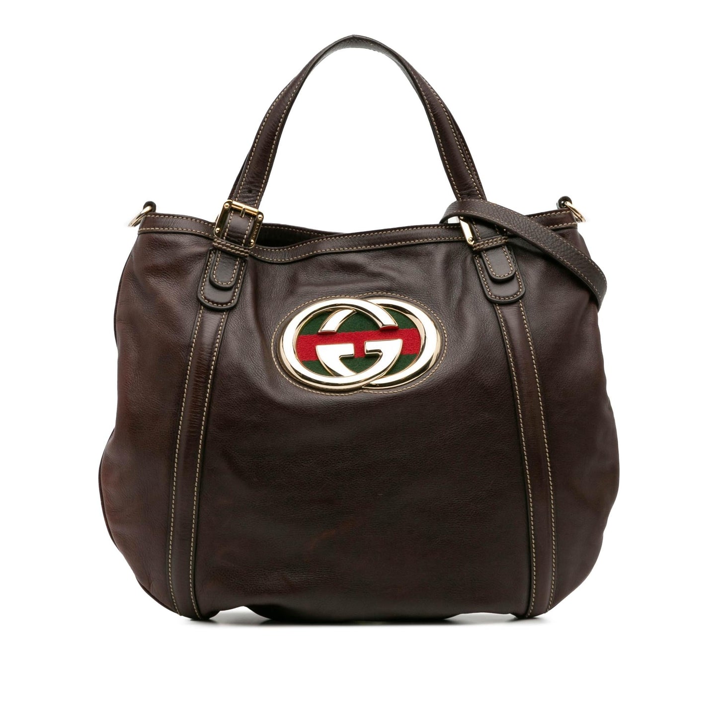 Gucci Medium Leather Web Britt Satchel