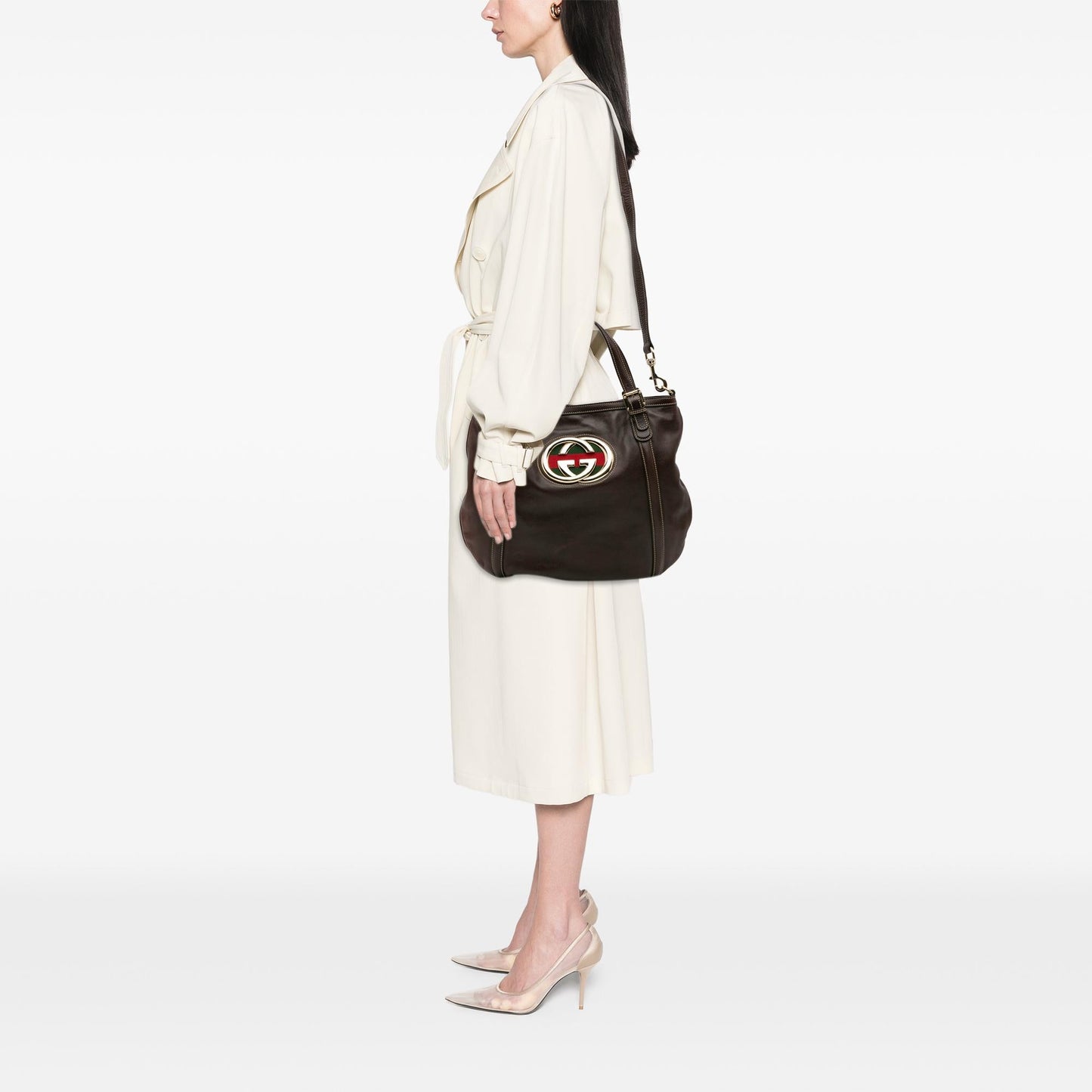 Gucci Medium Leather Web Britt Satchel