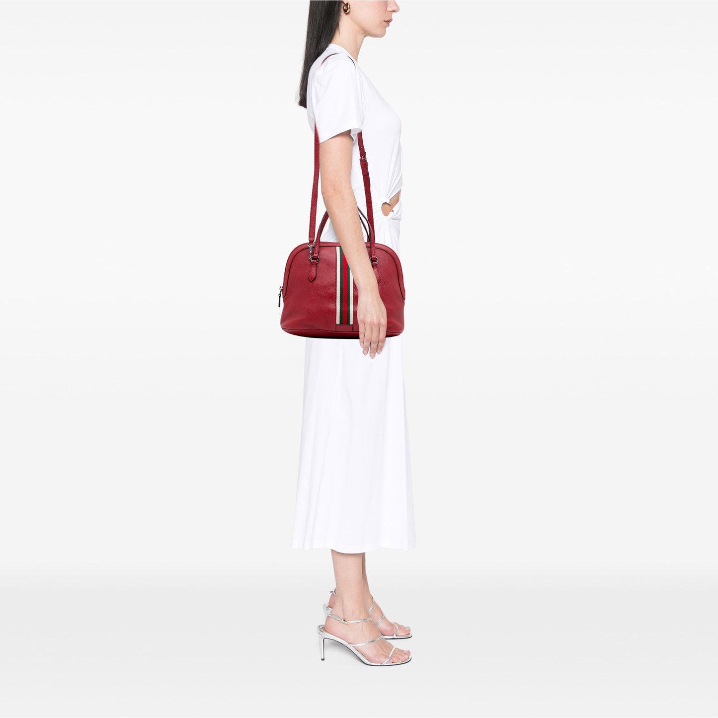Gucci Medium Leather Web Dome Satchel