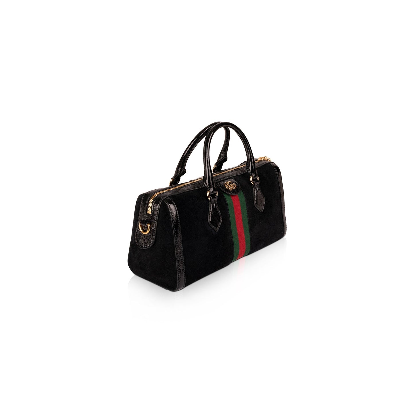 Gucci Medium Suede Ophidia Web Boston Bag