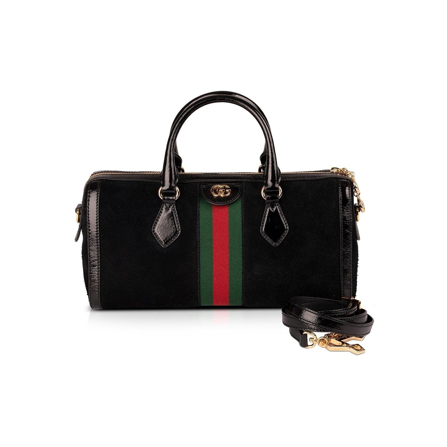Gucci Medium Suede Ophidia Web Boston Bag