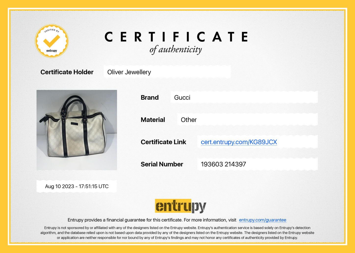 Gucci Medium White GG Supreme Joy Boston Bag