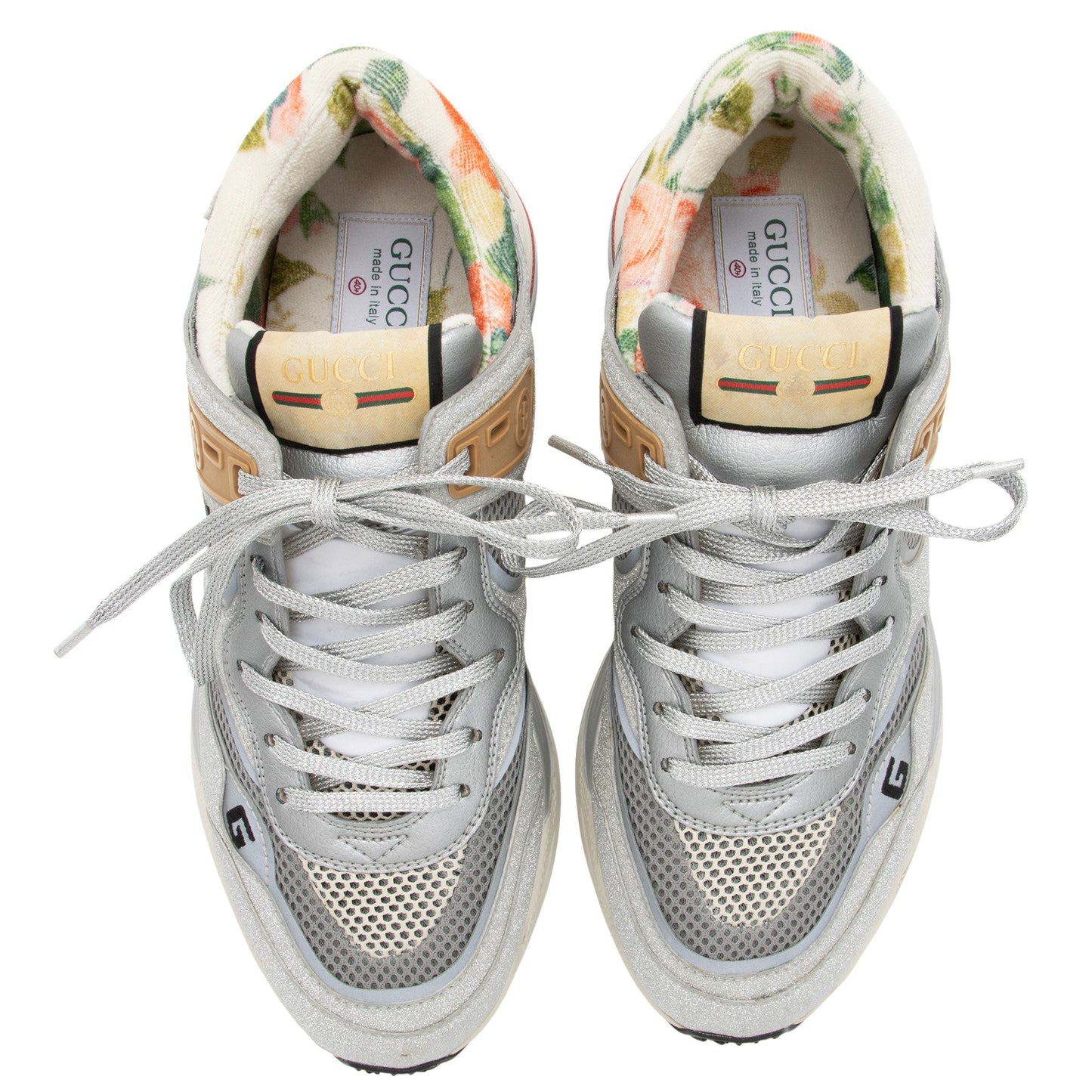Gucci Metallic Calfskin Ultrapace Sneakers - Size 10.5 / 40.5