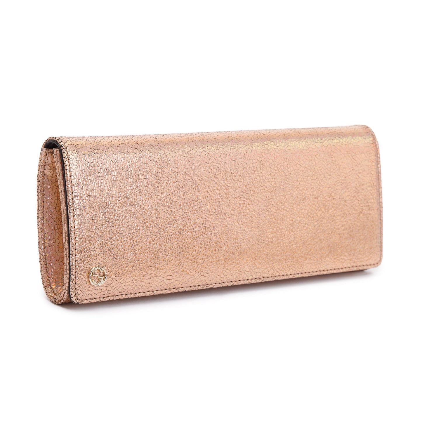 Gucci Metallic Crackled Calfskin Leather Interlocking G Broadway Clutch