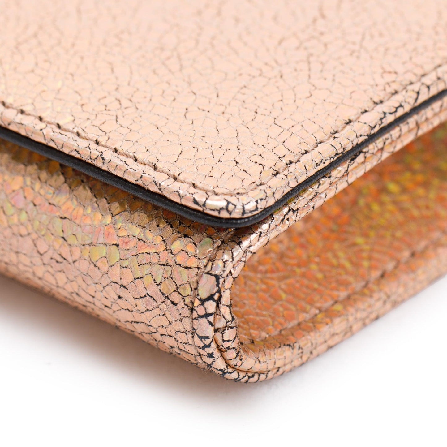 Gucci Metallic Crackled Calfskin Leather Interlocking G Broadway Clutch