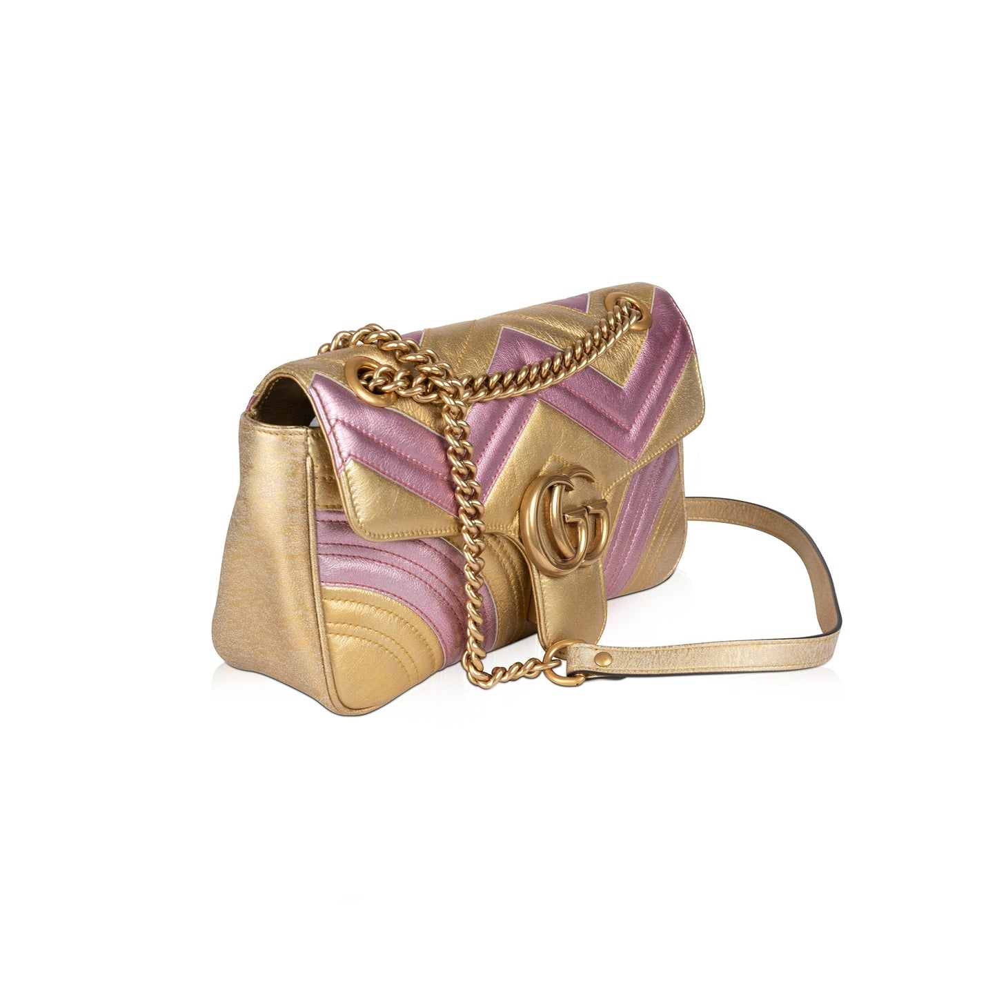 Gucci Metallic GG Marmont Matelasse Small Shoulder Bag