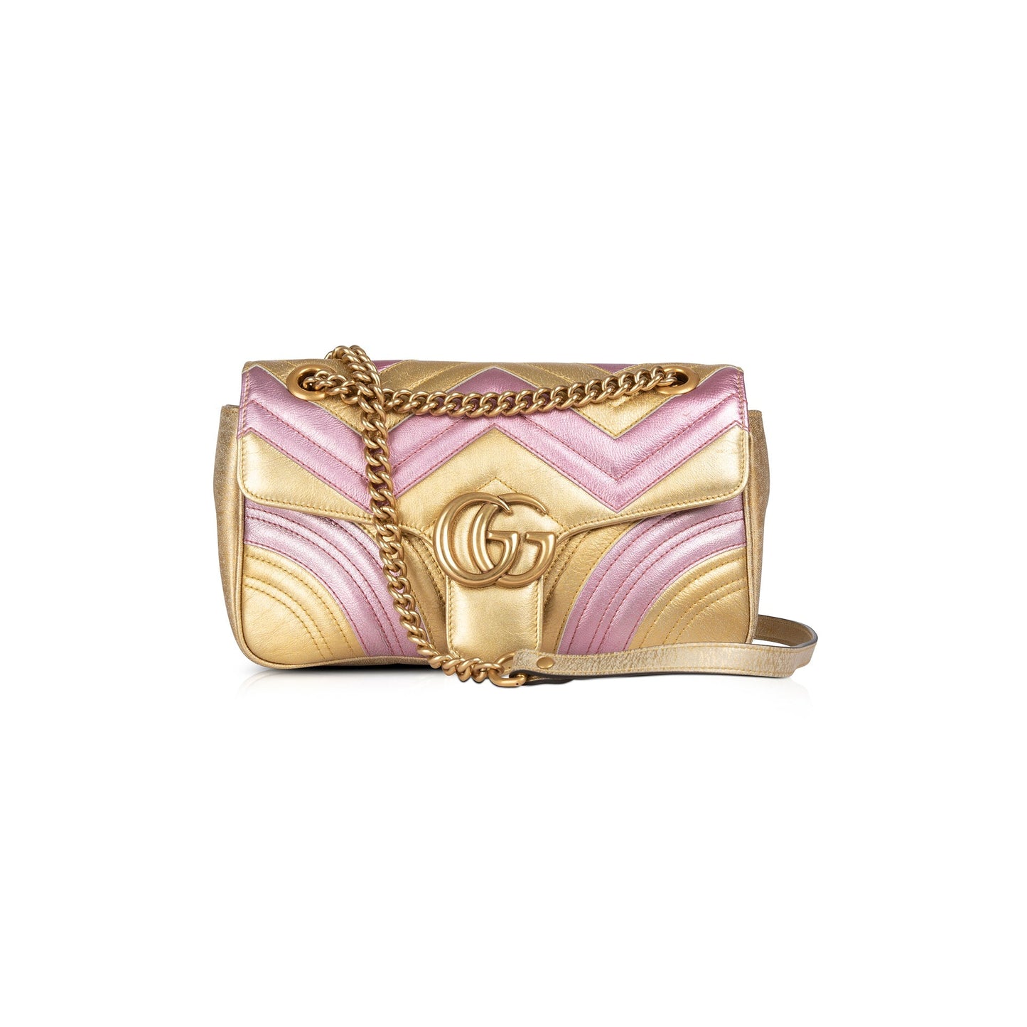 Gucci Metallic GG Marmont Matelasse Small Shoulder Bag