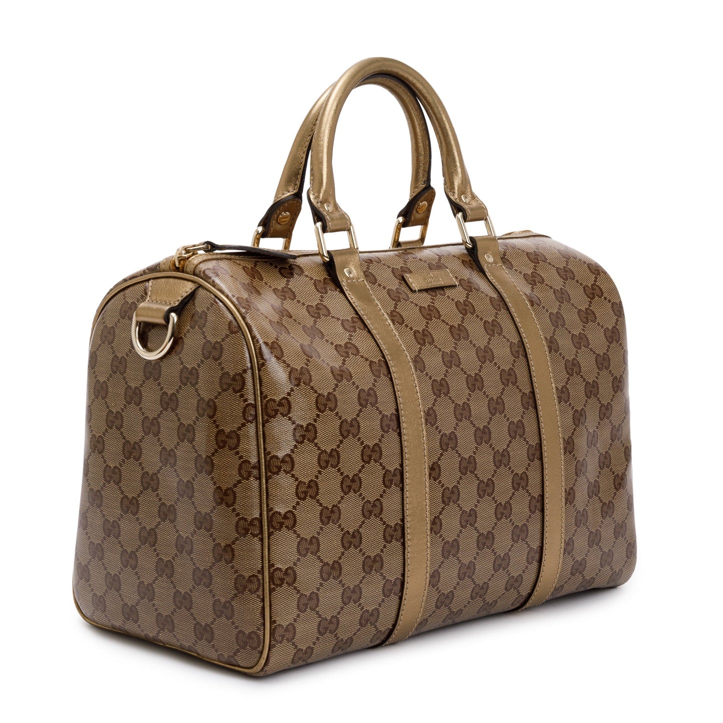 Gucci Metallic Gold GG Crystal Medium Joy Boston Bag