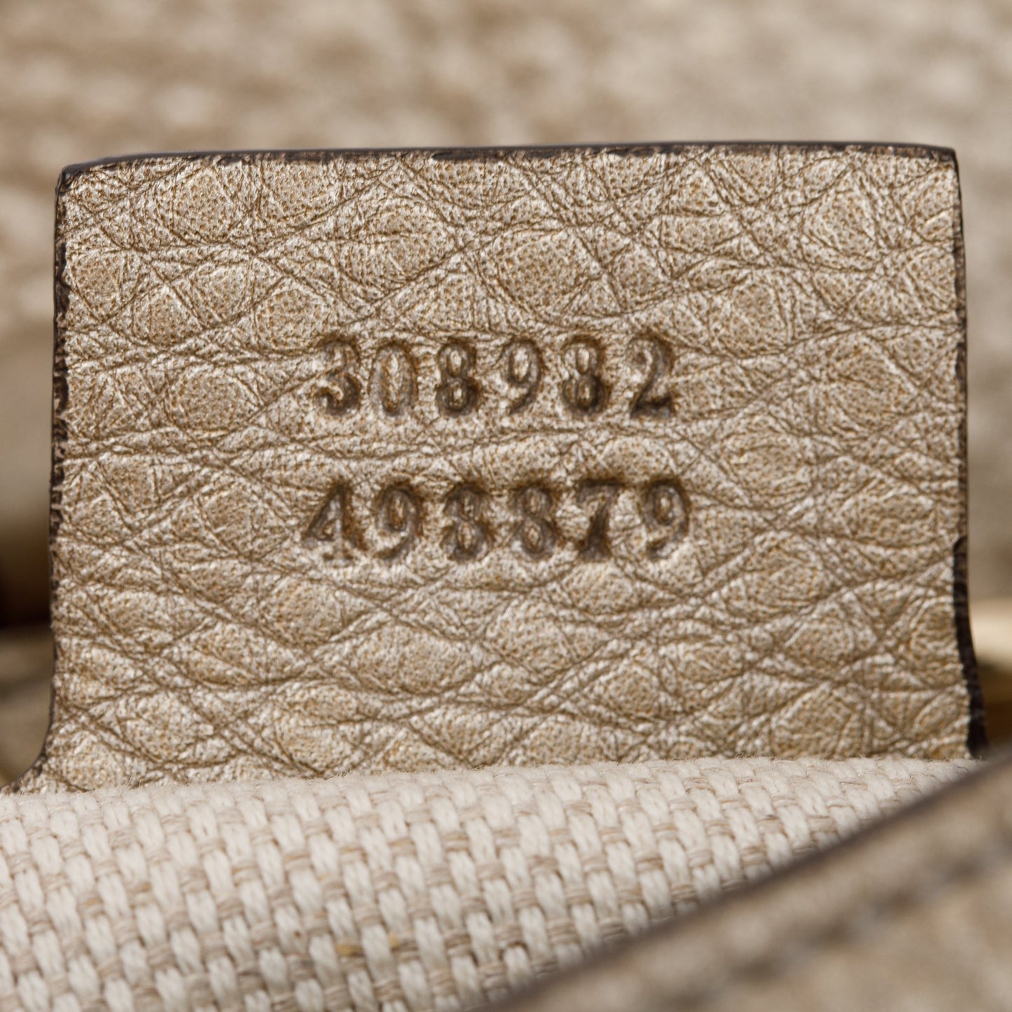 Gucci Metallic Gold Pebbled Calfksin Leather Medium Soho Chain Tote