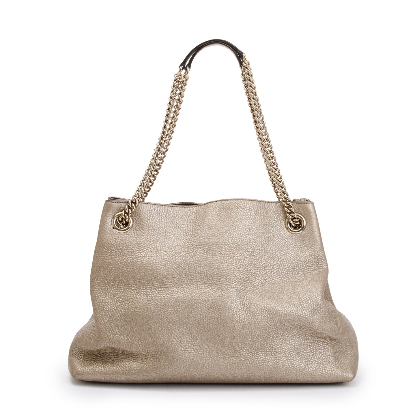 Gucci Metallic Gold Pebbled Calfksin Leather Medium Soho Chain Tote