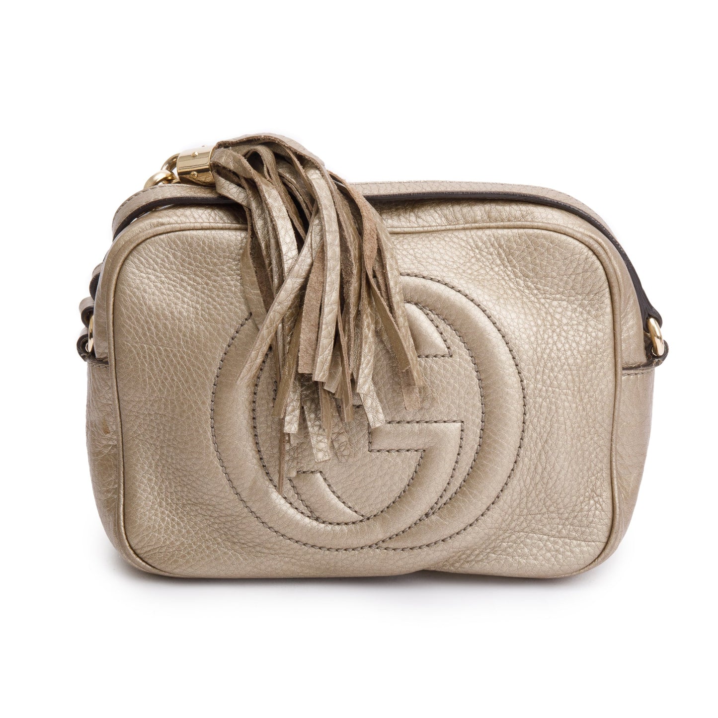 Gucci Metallic Gold Pebbled Calfskin Leather Small Soho Disco Bag