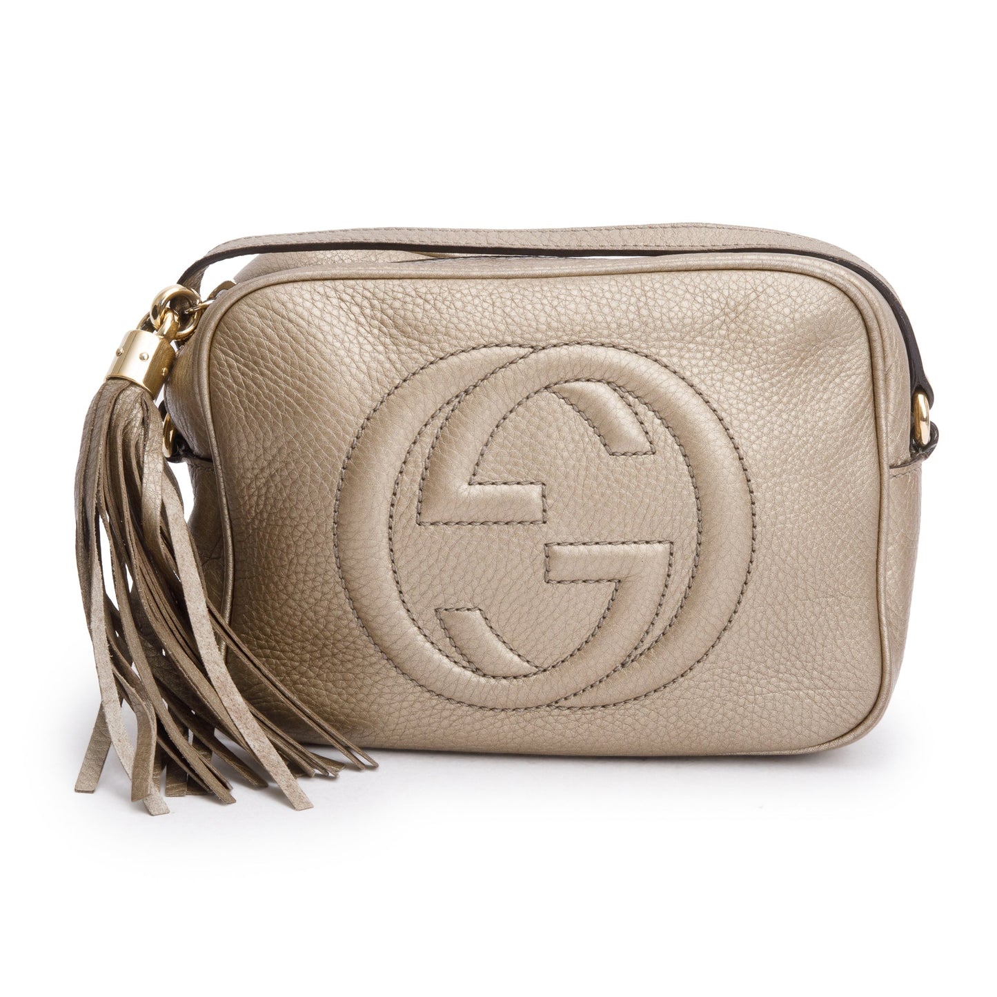 Gucci Metallic Gold Pebbled Calfskin Leather Small Soho Disco Bag