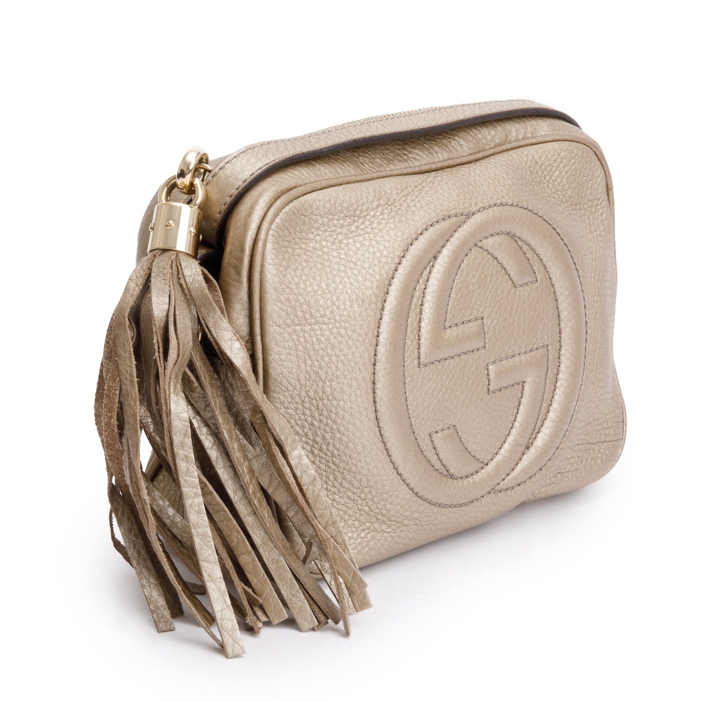 Gucci Metallic Gold Pebbled Calfskin Leather Small Soho Disco Bag