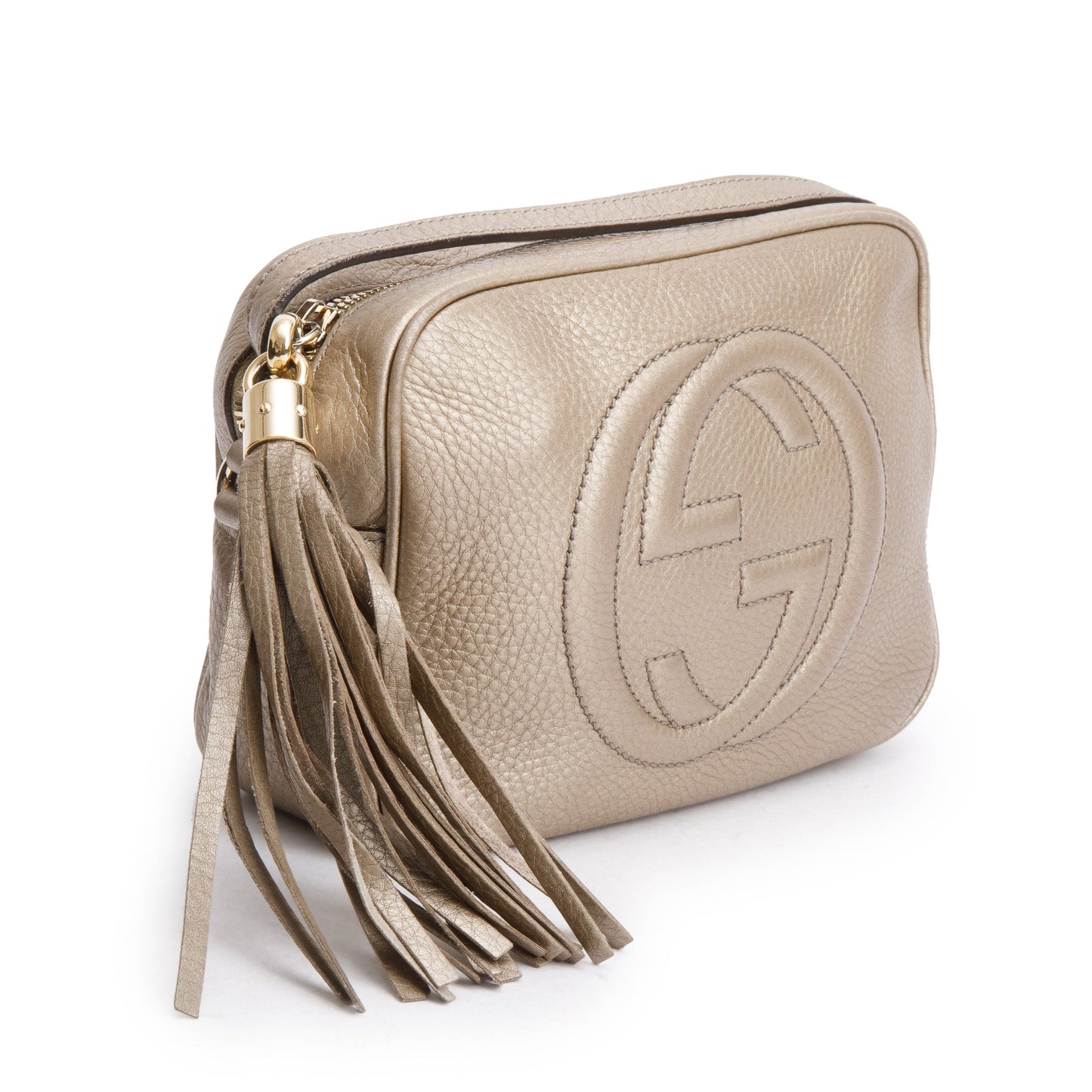 Gucci Metallic Gold Pebbled Calfskin Leather Small Soho Disco Bag