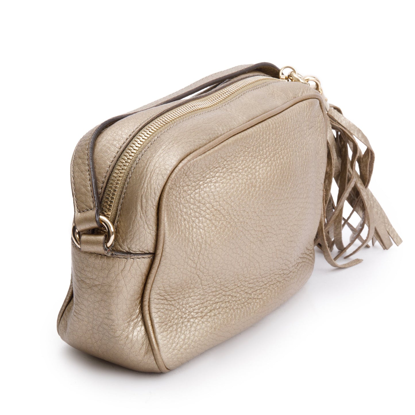 Gucci Metallic Gold Pebbled Calfskin Leather Small Soho Disco Bag