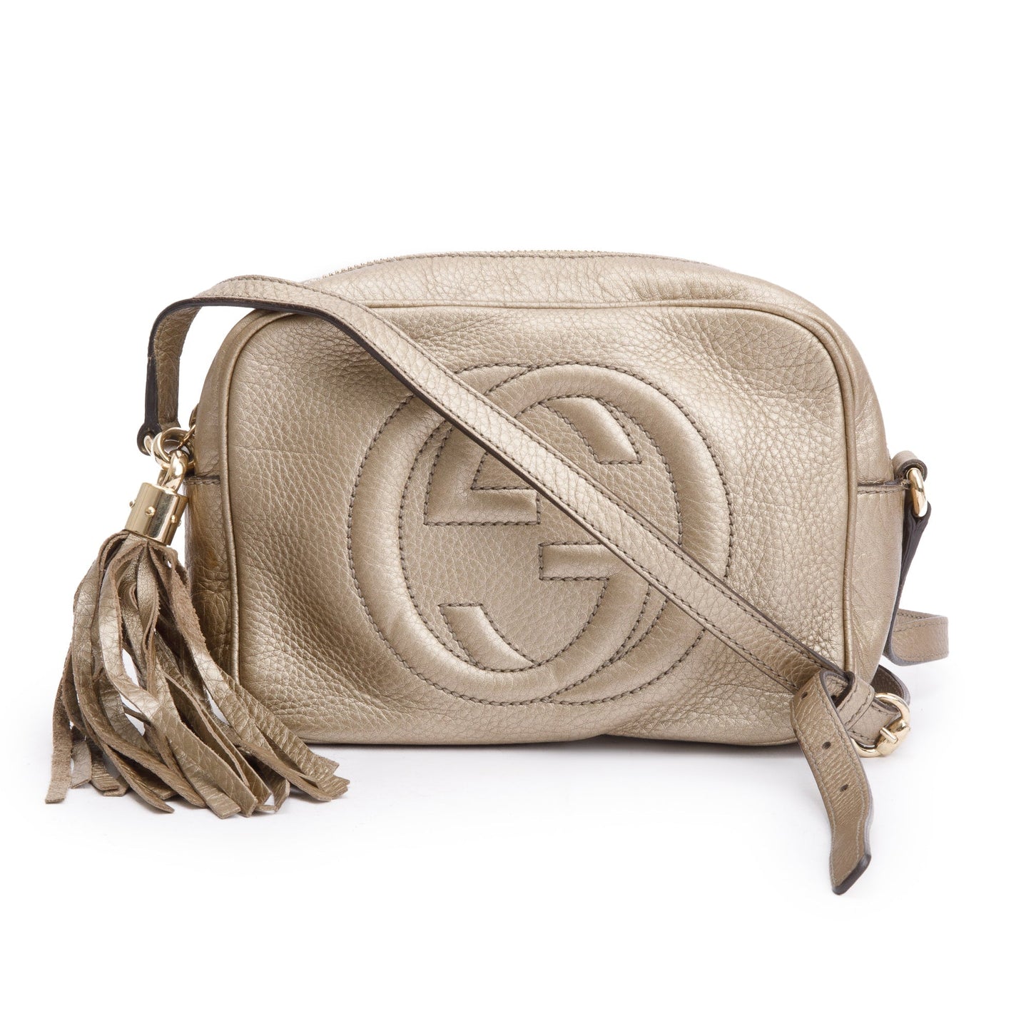 Gucci Metallic Gold Pebbled Calfskin Leather Small Soho Disco Bag