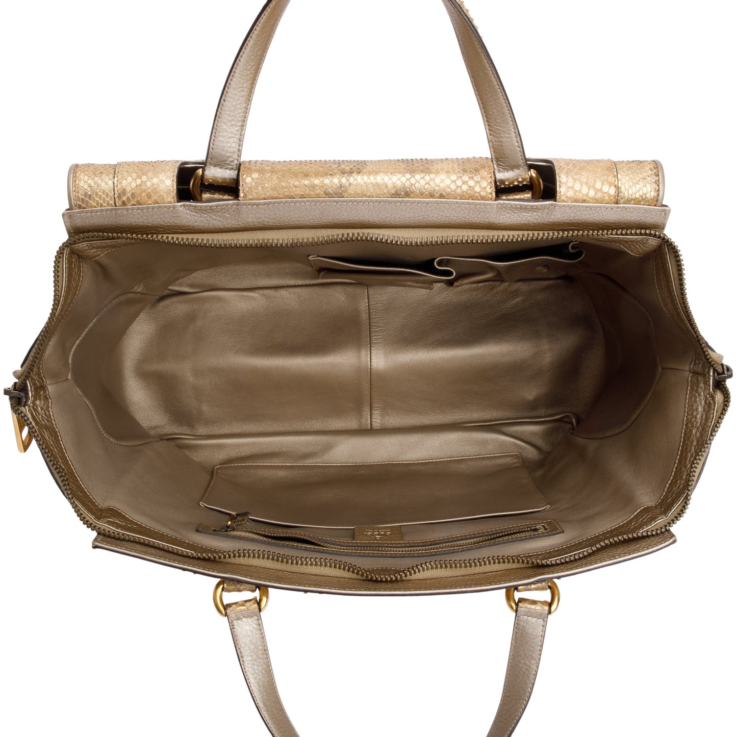 Gucci Metallic Gold Python 1973 Medium Top Handle Bag