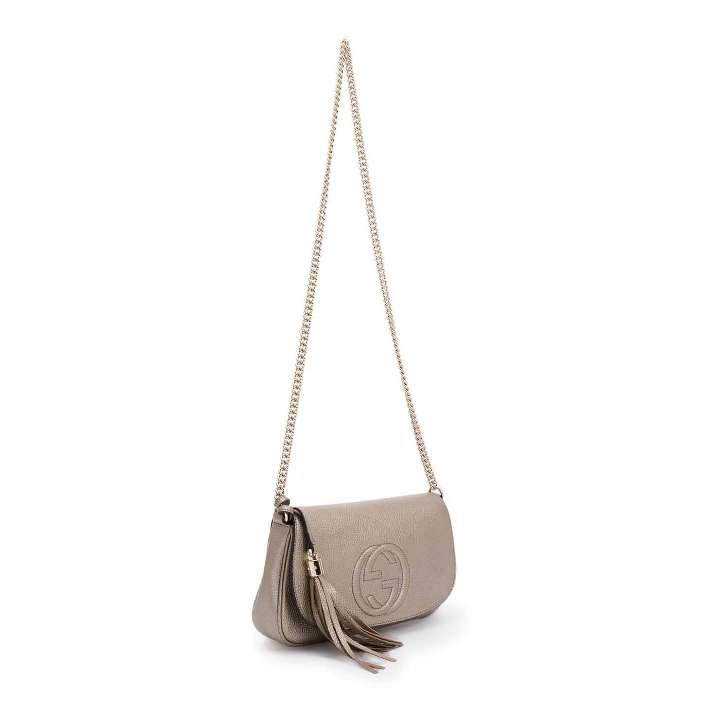 Gucci Metallic Grained Calfskin Leather Medium Soho Chain Crossbody Bag