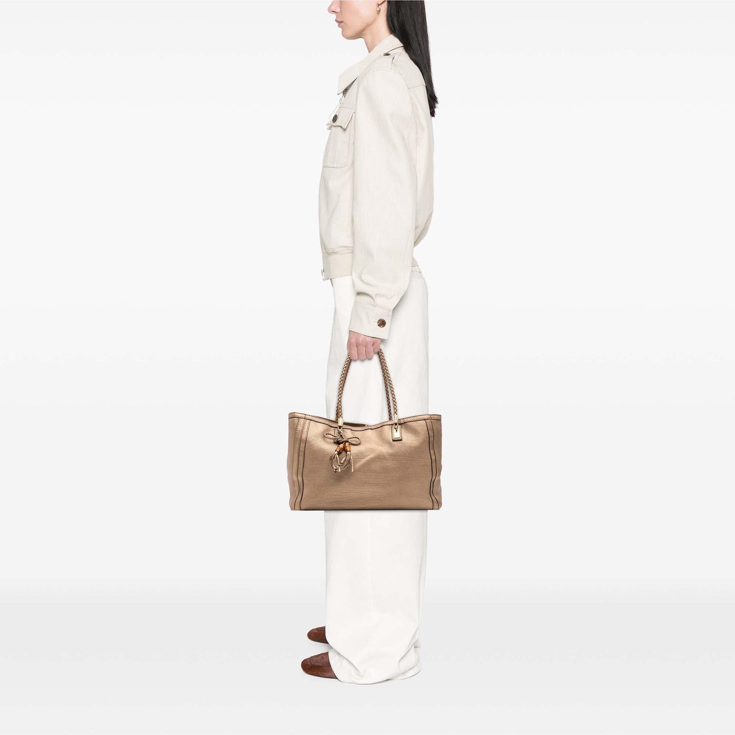 Gucci Metallic Grained Leather Bella Tote