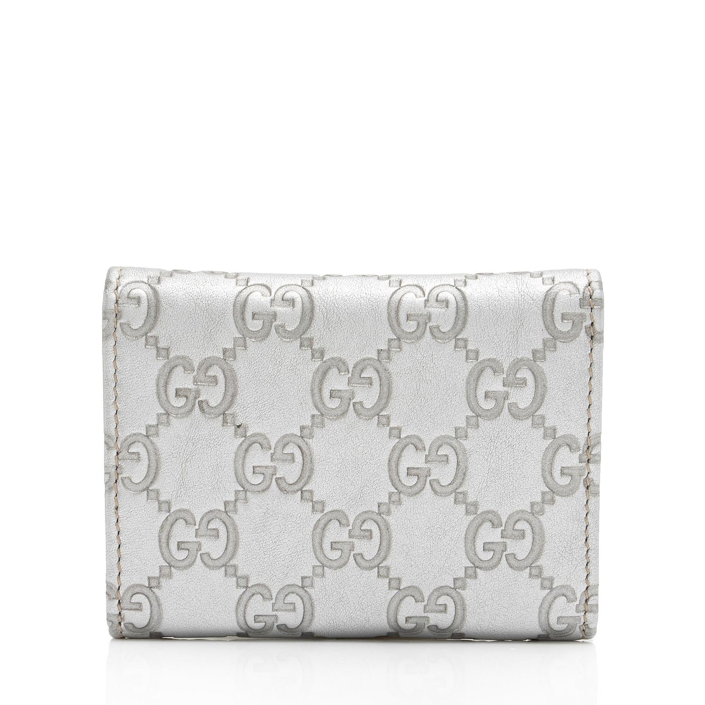 Gucci Metallic Guccissima Leather Card Case (SHF-euO3ug)