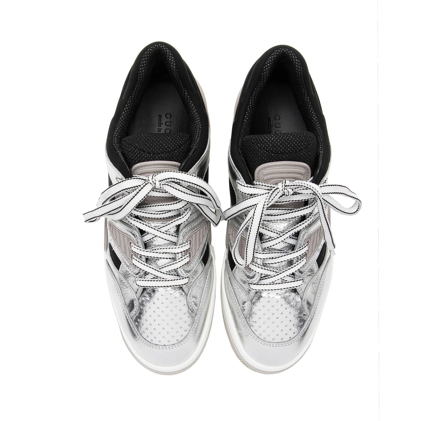 Gucci Metallic Leather Basket Sneakers - Size 9 / 39 (SHF-I0e3sE)