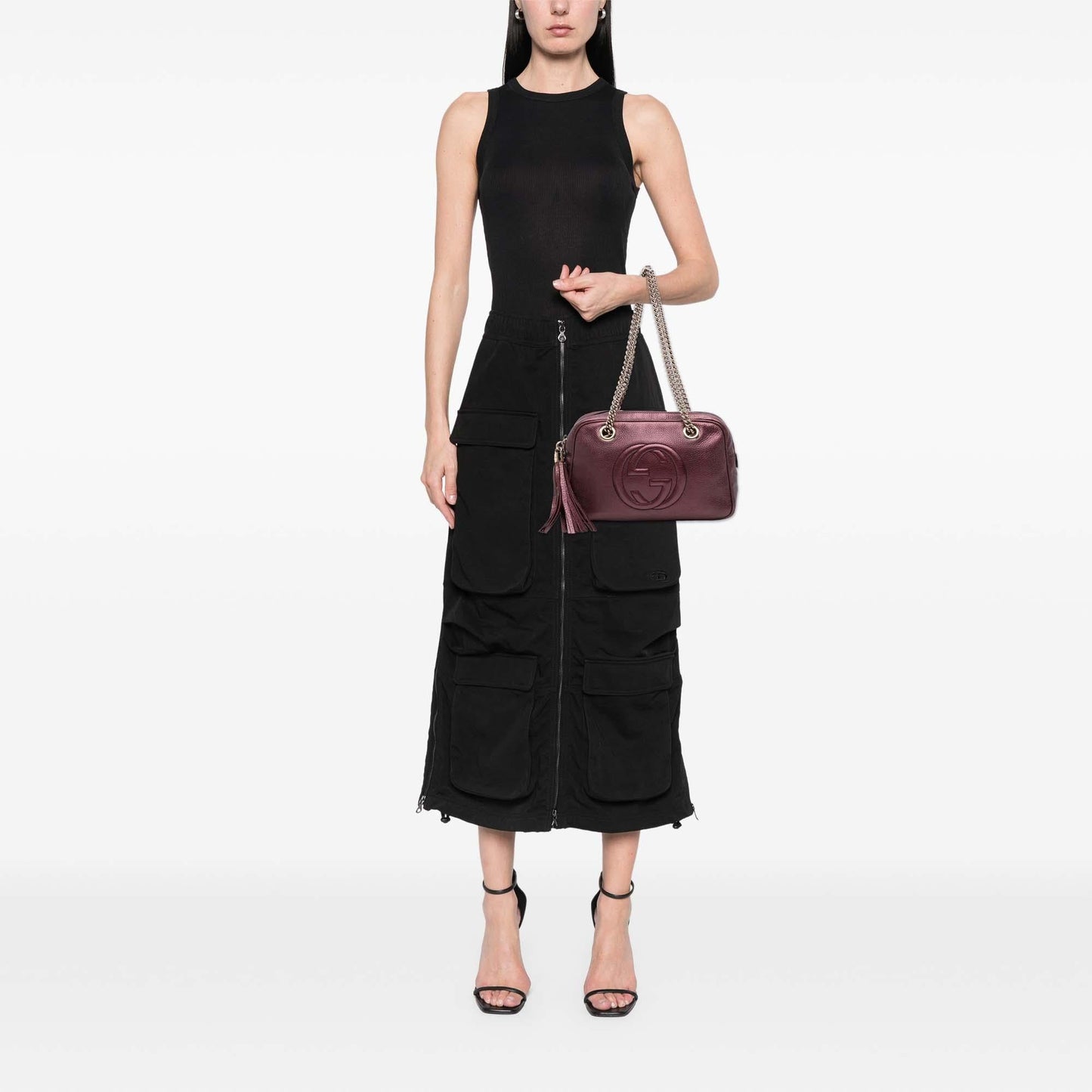 Gucci Metallic Leather Soho Chain Zip Shoulder Bag