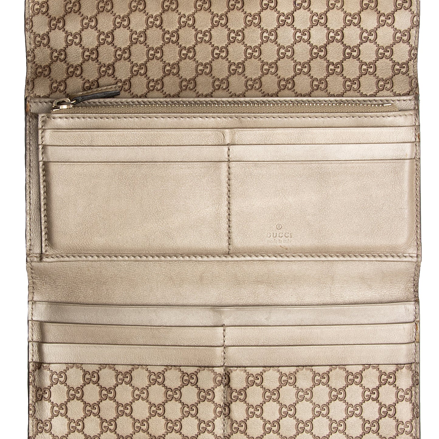 Gucci Metallic Microguccissima Interlocking G Continental Tri-Fold Wallet (SHF-22685)