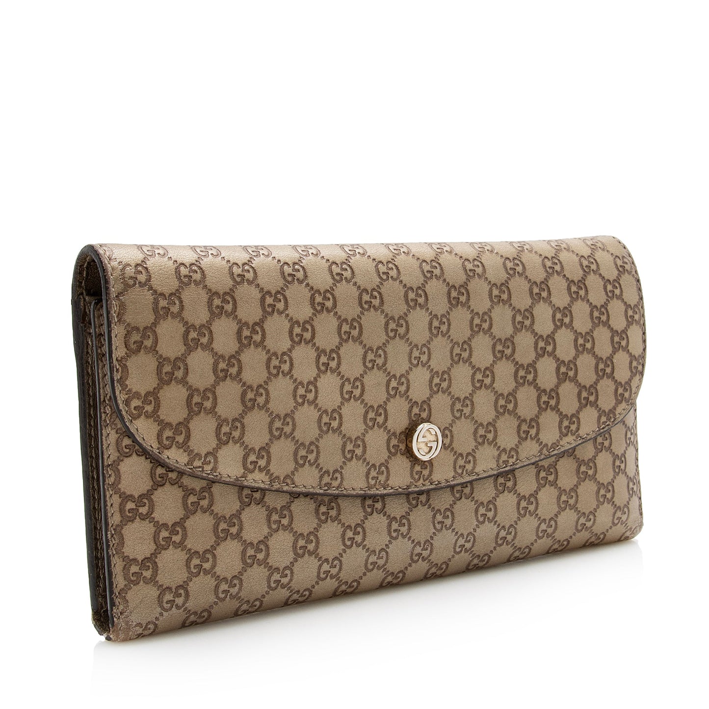 Gucci Metallic Microguccissima Interlocking G Continental Tri-Fold Wallet (SHF-22685)