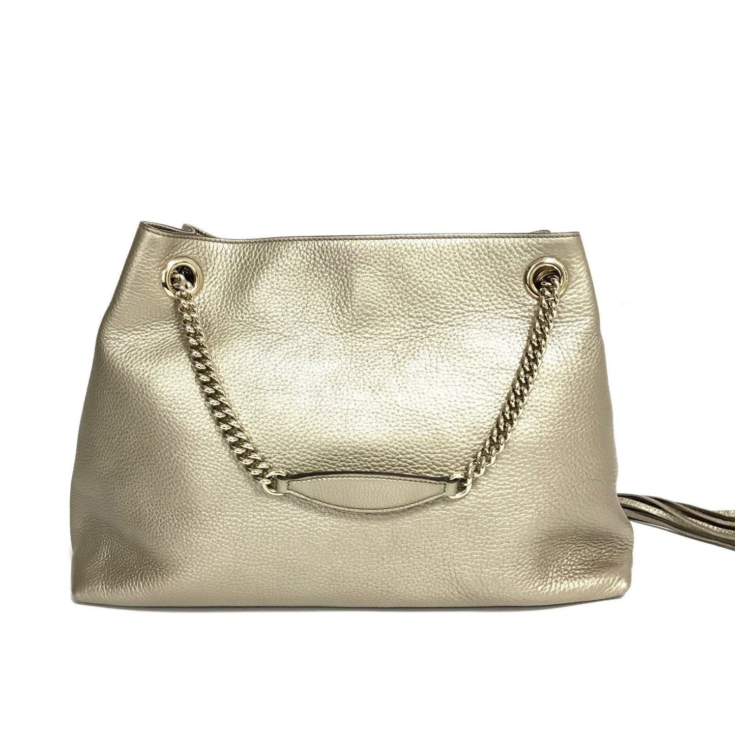 Gucci Metallic Pebbled Calfskin Soho Chain Tote Bag