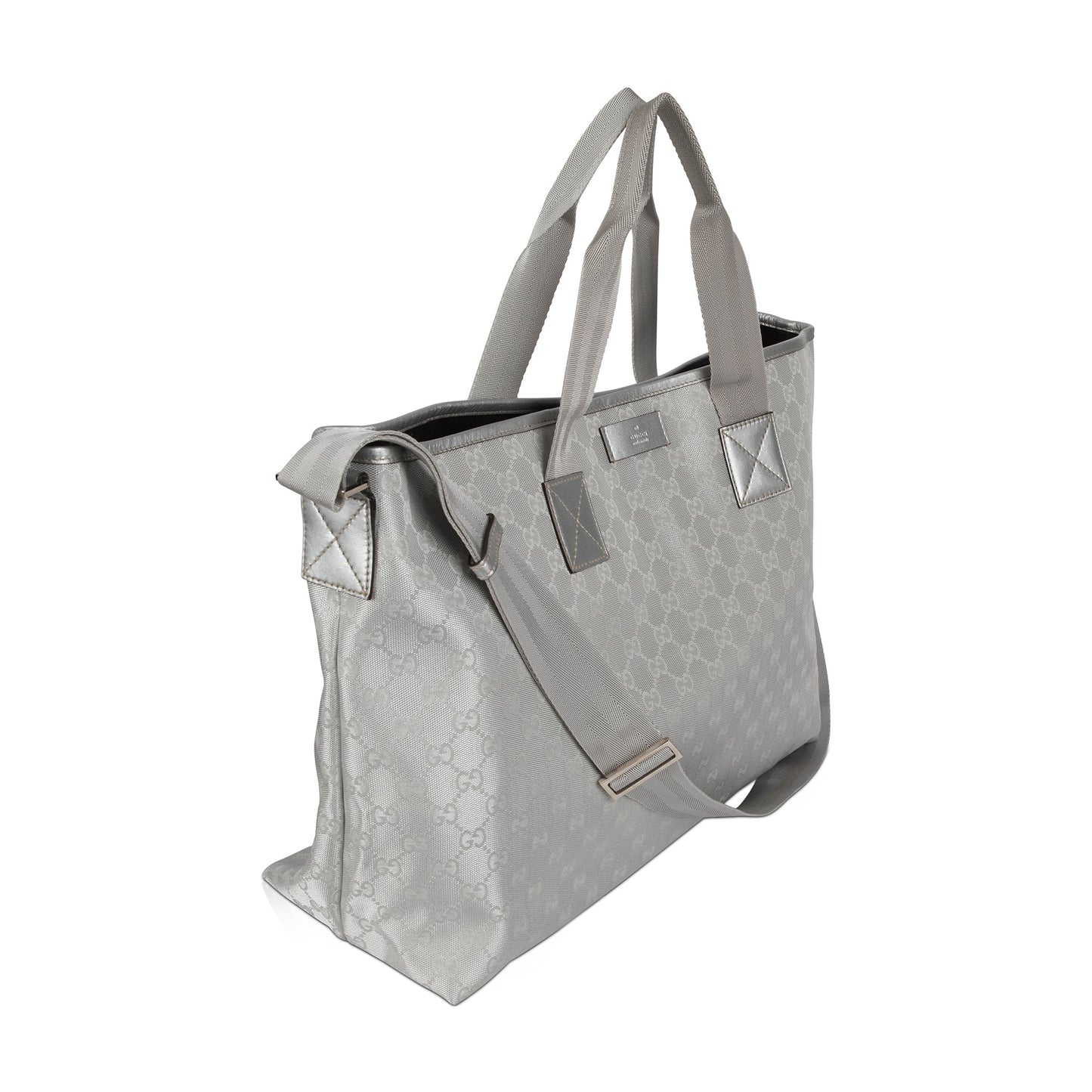 Gucci Metallic Silver GG Canvas Travel Tote