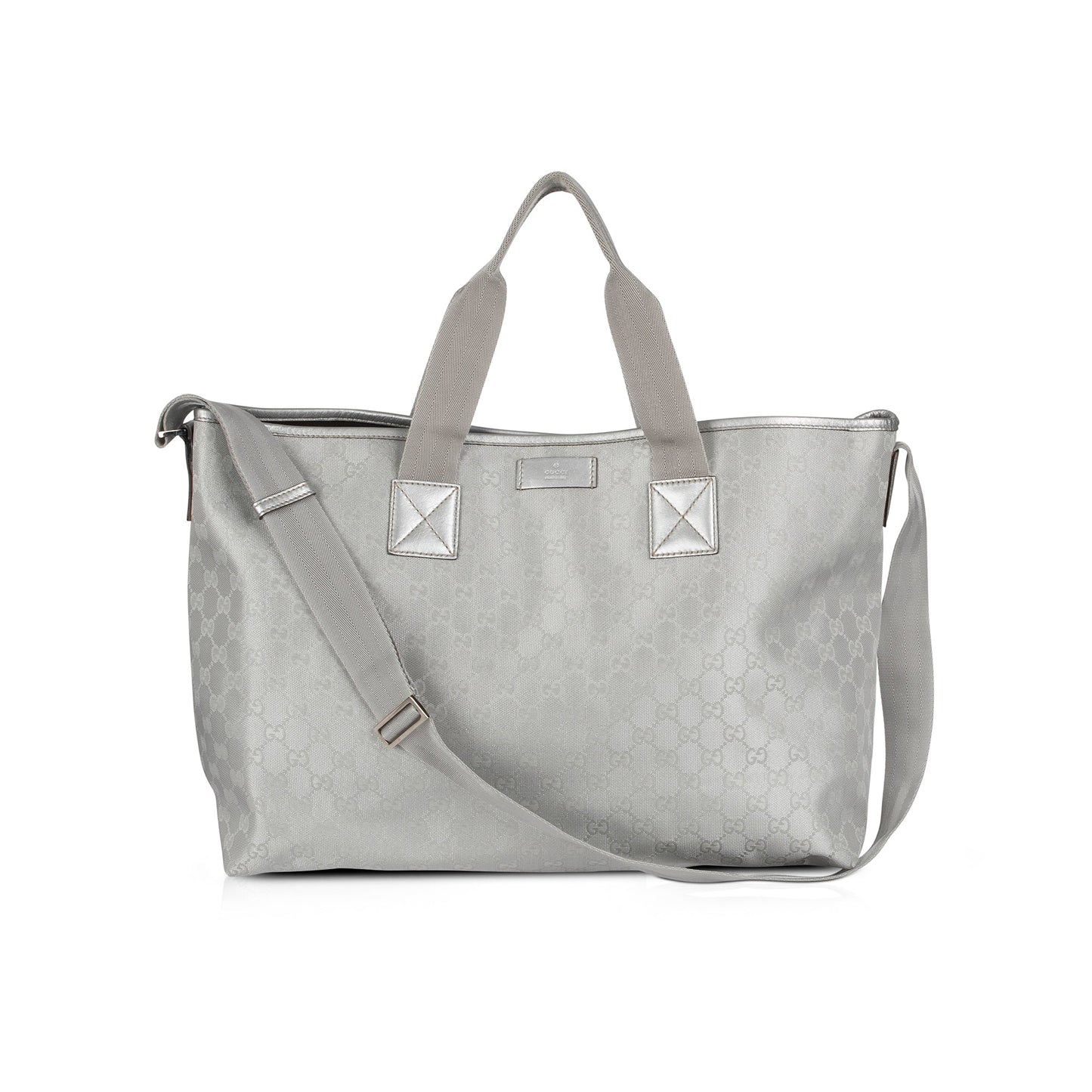 Gucci Metallic Silver GG Canvas Travel Tote