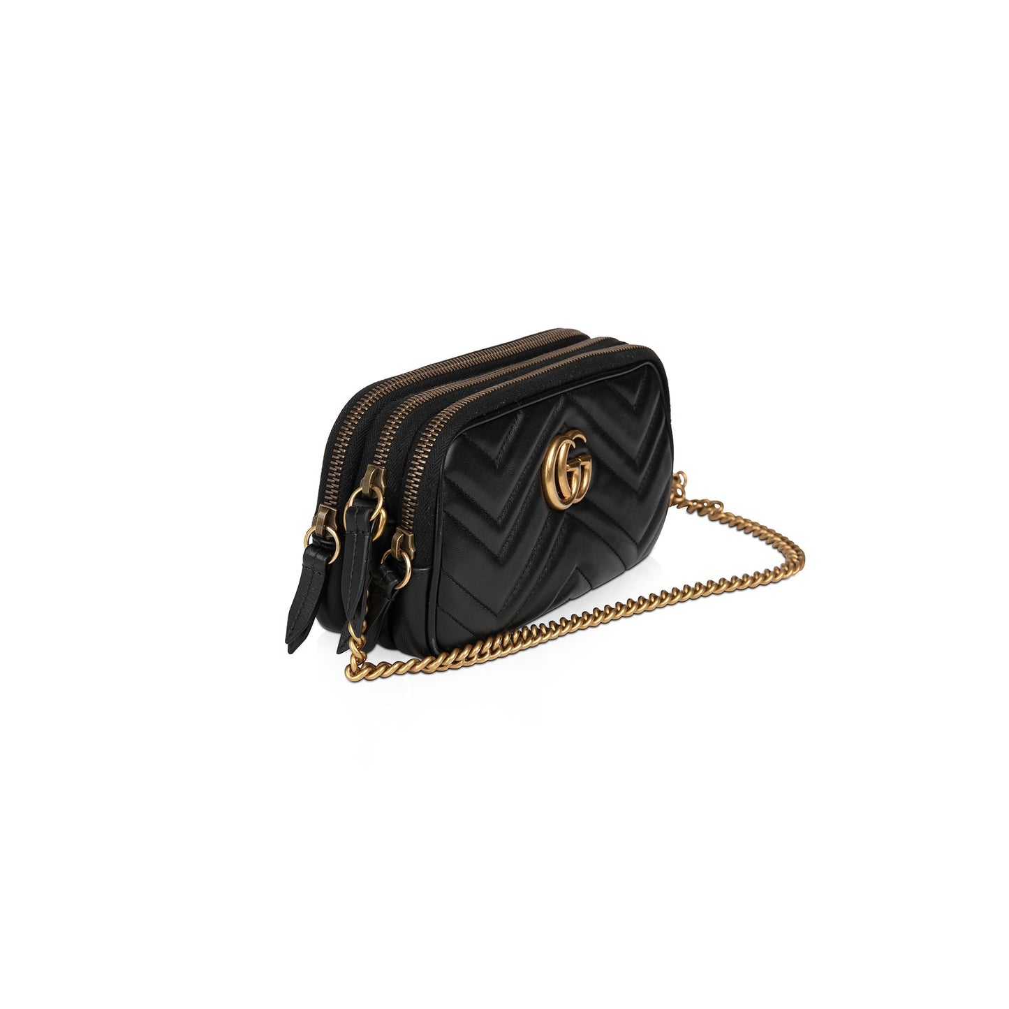 Gucci Mini GG Marmont Triple-Zip Camera Chain Bag