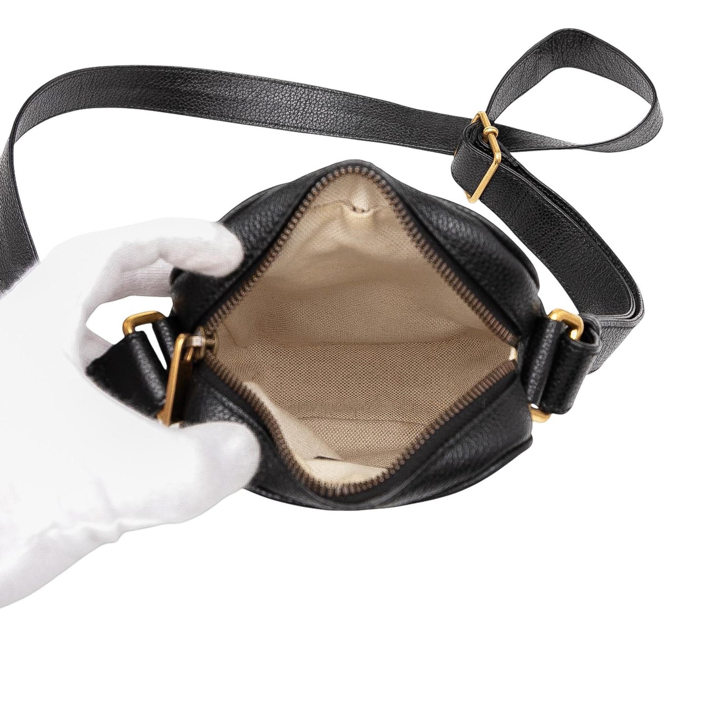 Gucci Mini Grained Calfskin Logo Crossbody