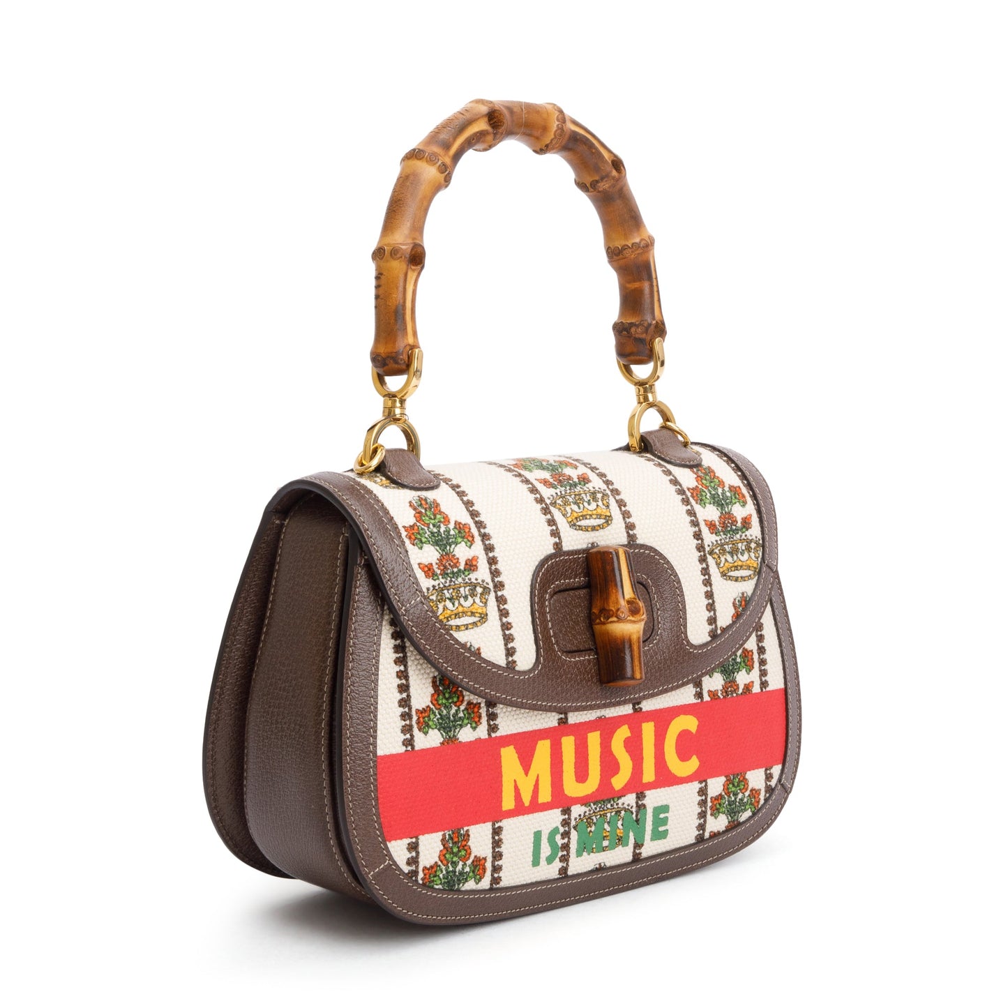 Gucci Multicolor 100 Music Canvas Bamboo 1947 Medium Top Handle Bag