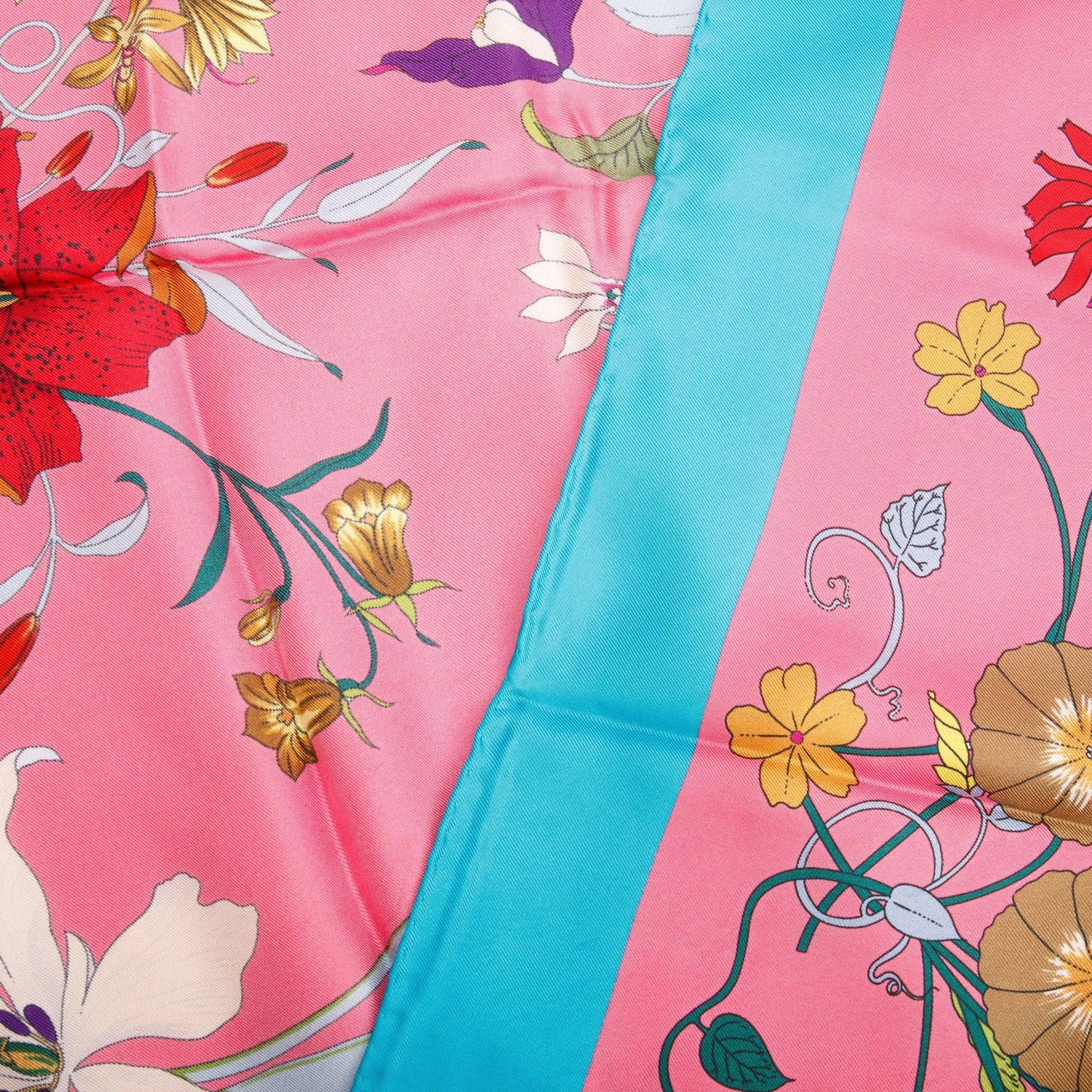 Gucci Multicolor Flora Print Silk Scarf