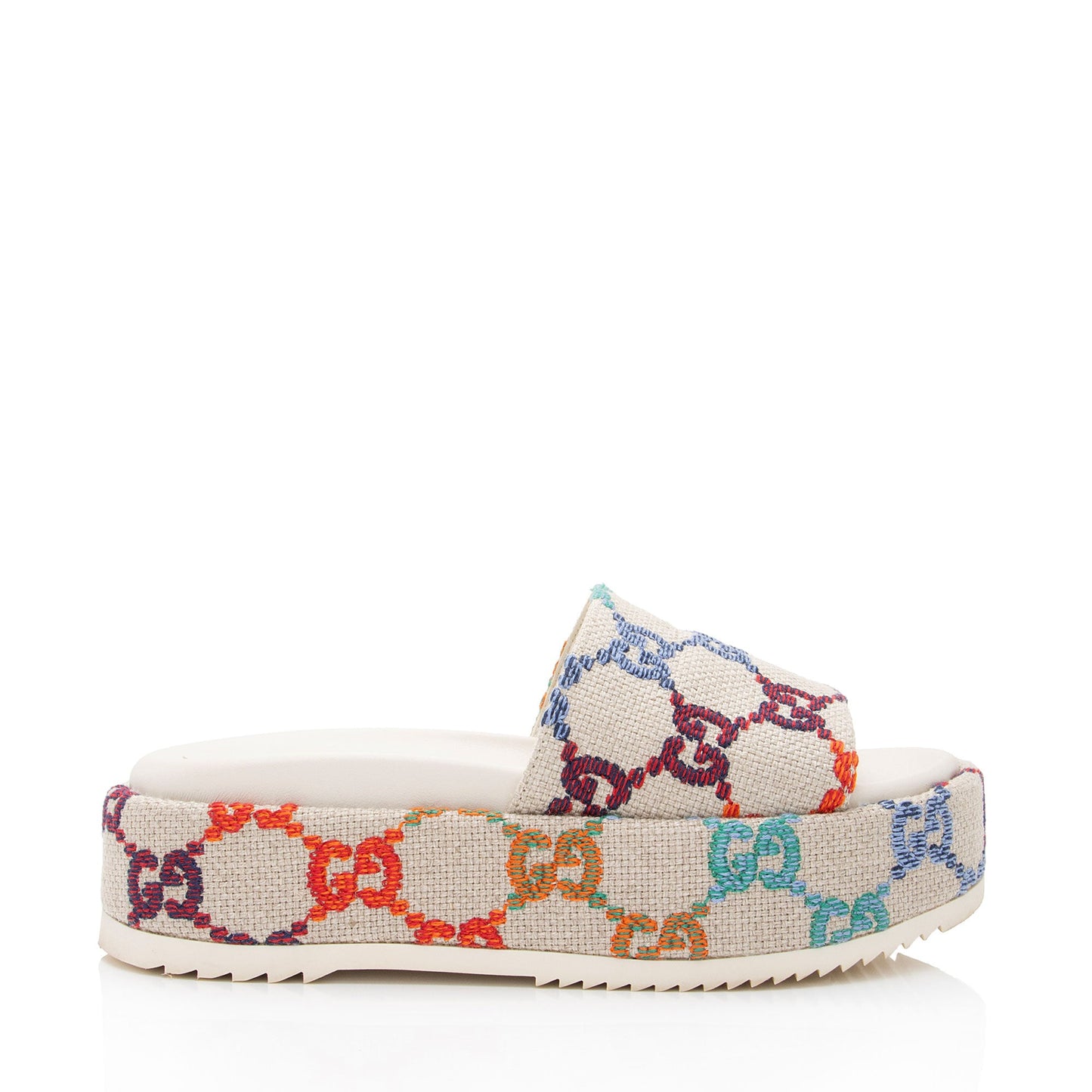 Gucci Multicolor GG Canvas Angelina Slide Platform Sandals - Size 6 / 36 (SHF-wjmixu)