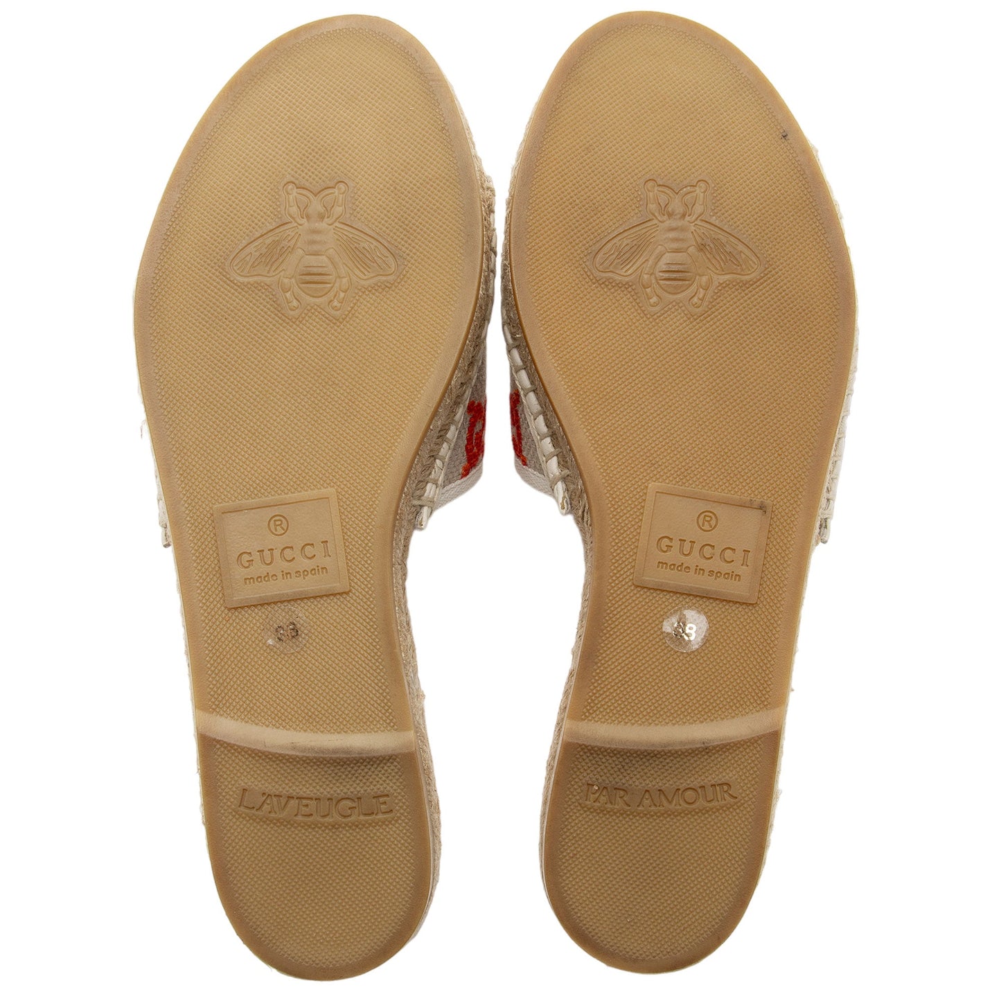 Gucci Multicolor GG Canvas Raffia Espadrille Slides - Size 8 / 38 (SHF-3nkmwj)