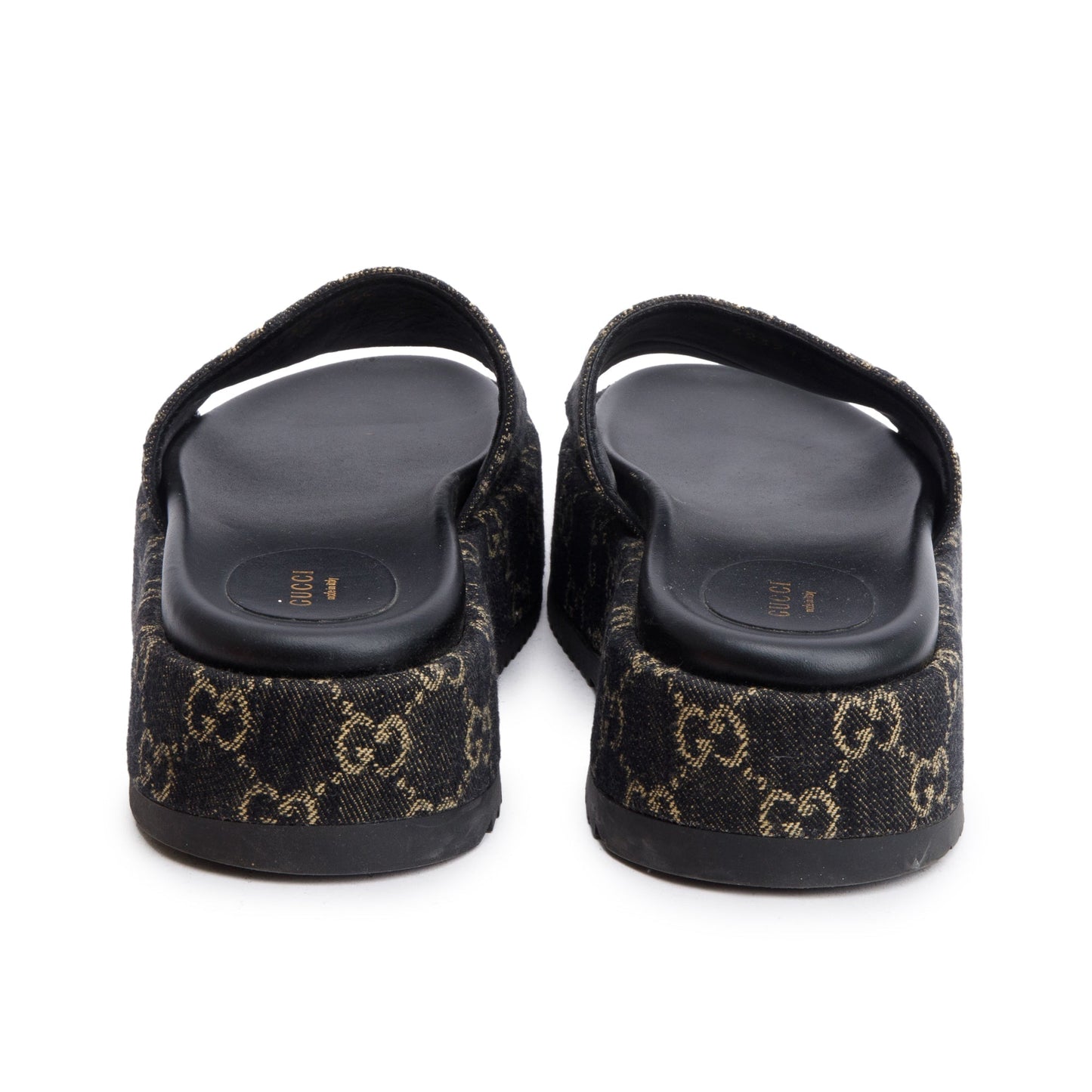 Gucci Navy GG Denim Patform Slide Sandal, Size 39.5