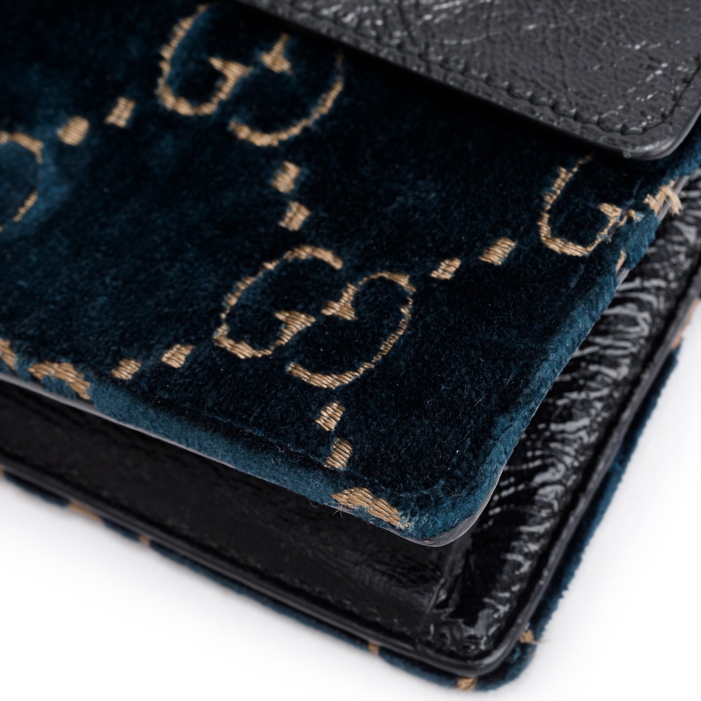 Gucci Navy GG Embossed Velvet Dionysus Super Mini Bag