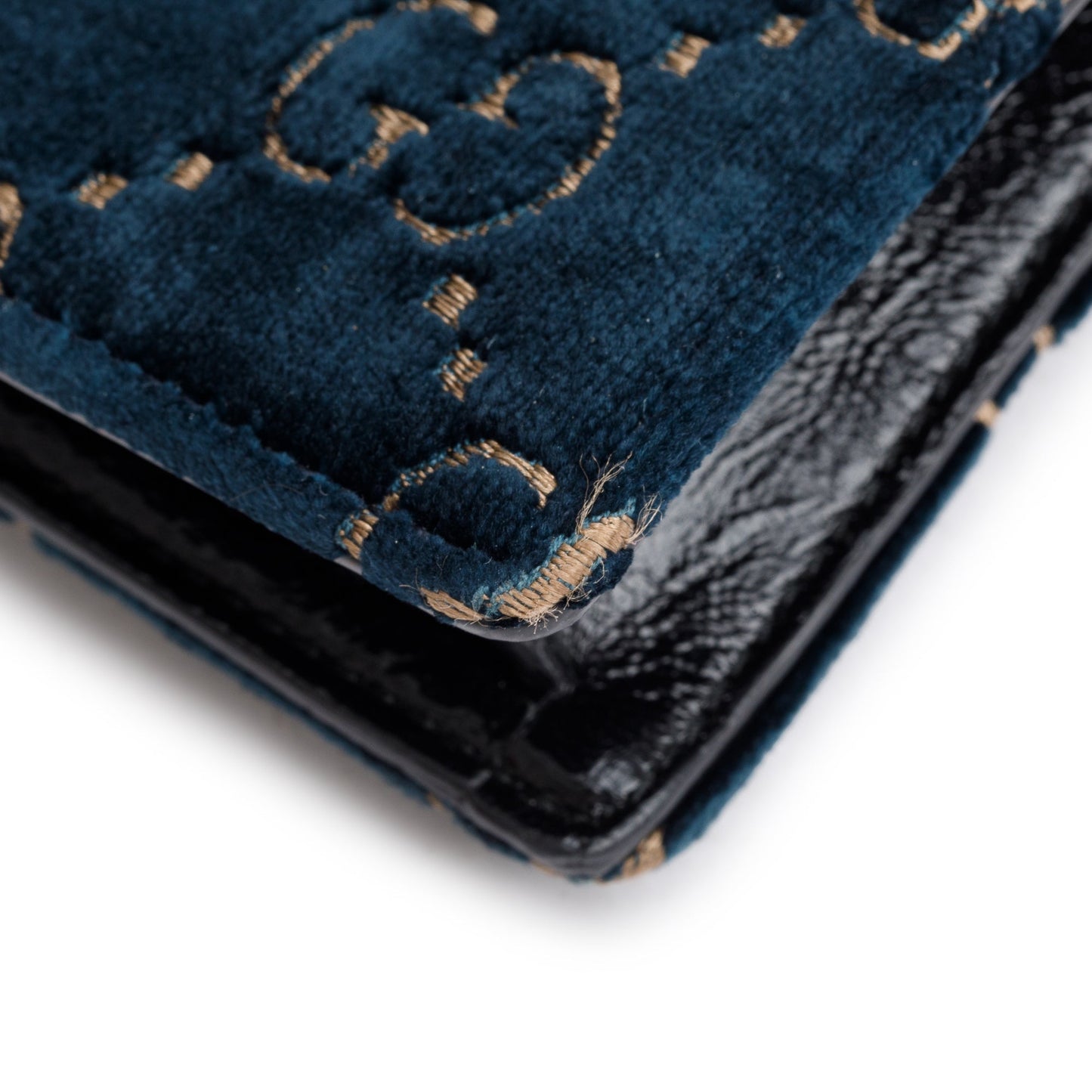 Gucci Navy GG Embossed Velvet Dionysus Super Mini Bag