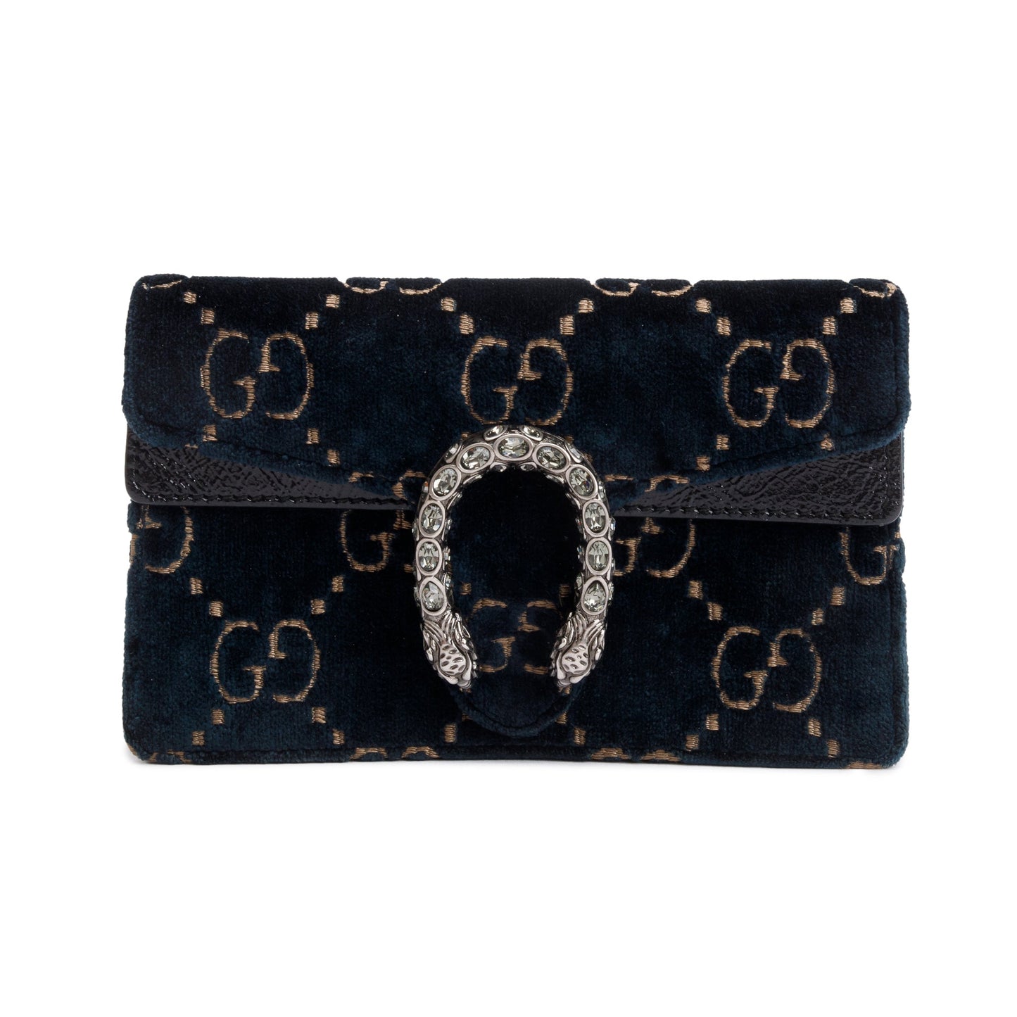 Gucci Navy GG Embossed Velvet Dionysus Super Mini Bag