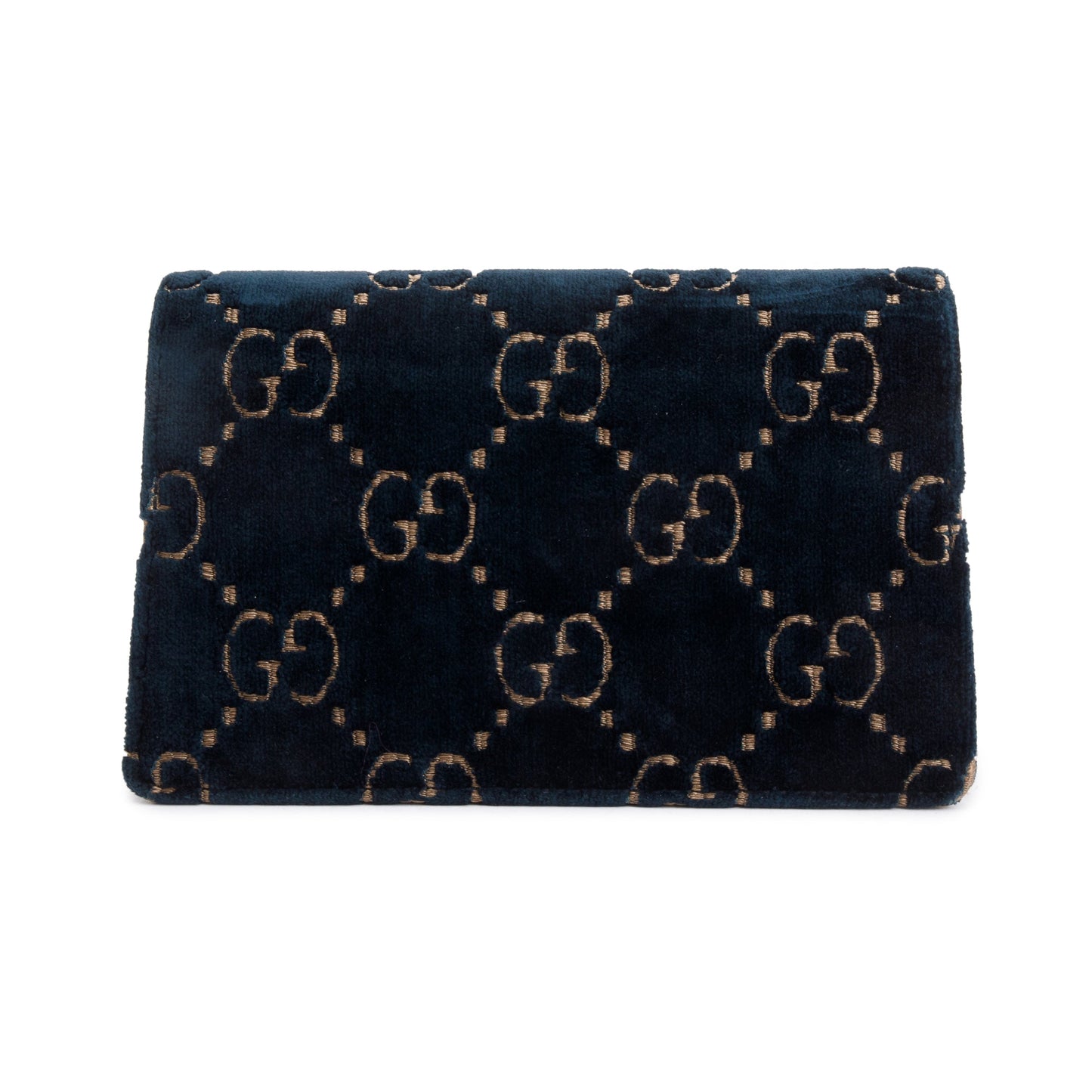 Gucci Navy GG Embossed Velvet Dionysus Super Mini Bag